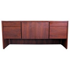 Midcentury Danish Modern Gunlocke Walnut Credenza Cabinet