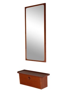Midcentury Danish Modern Hanging Console Shelf / Mirror by Ludvig Pontoppidan