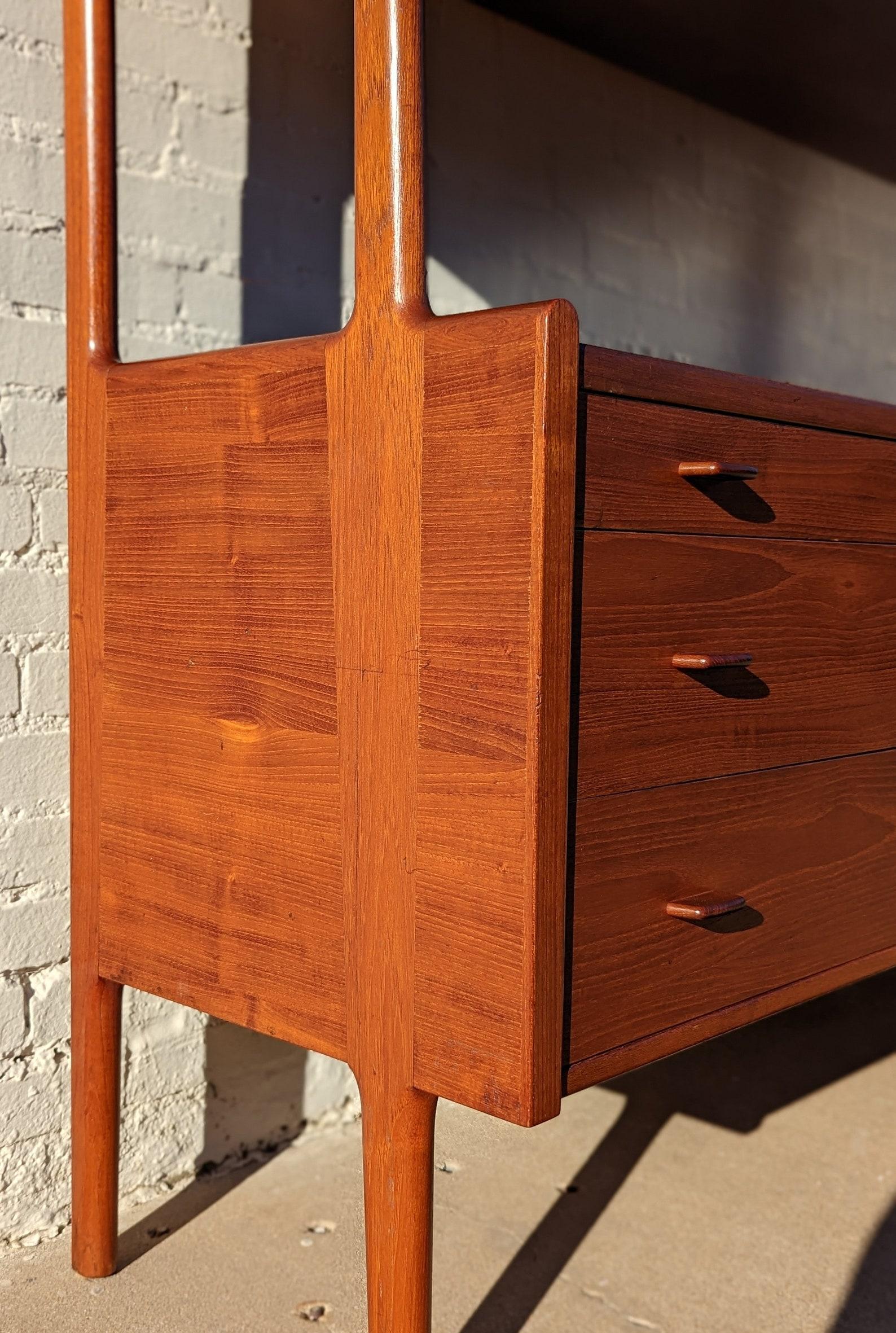 Mid Century Danish Modern Hans Wegner RY 20 Teak High Cabinet

Above average vintage condition and structurally sound. Has some expected slight finish wear and scratching on frame. Upholstery is new. Outdoor listing pictures might appear slightly