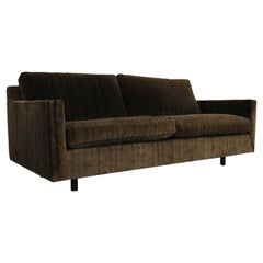 Mid-Century Danish Modern Harvey Probber Crushed Velvet Loveseat Pit Sofa