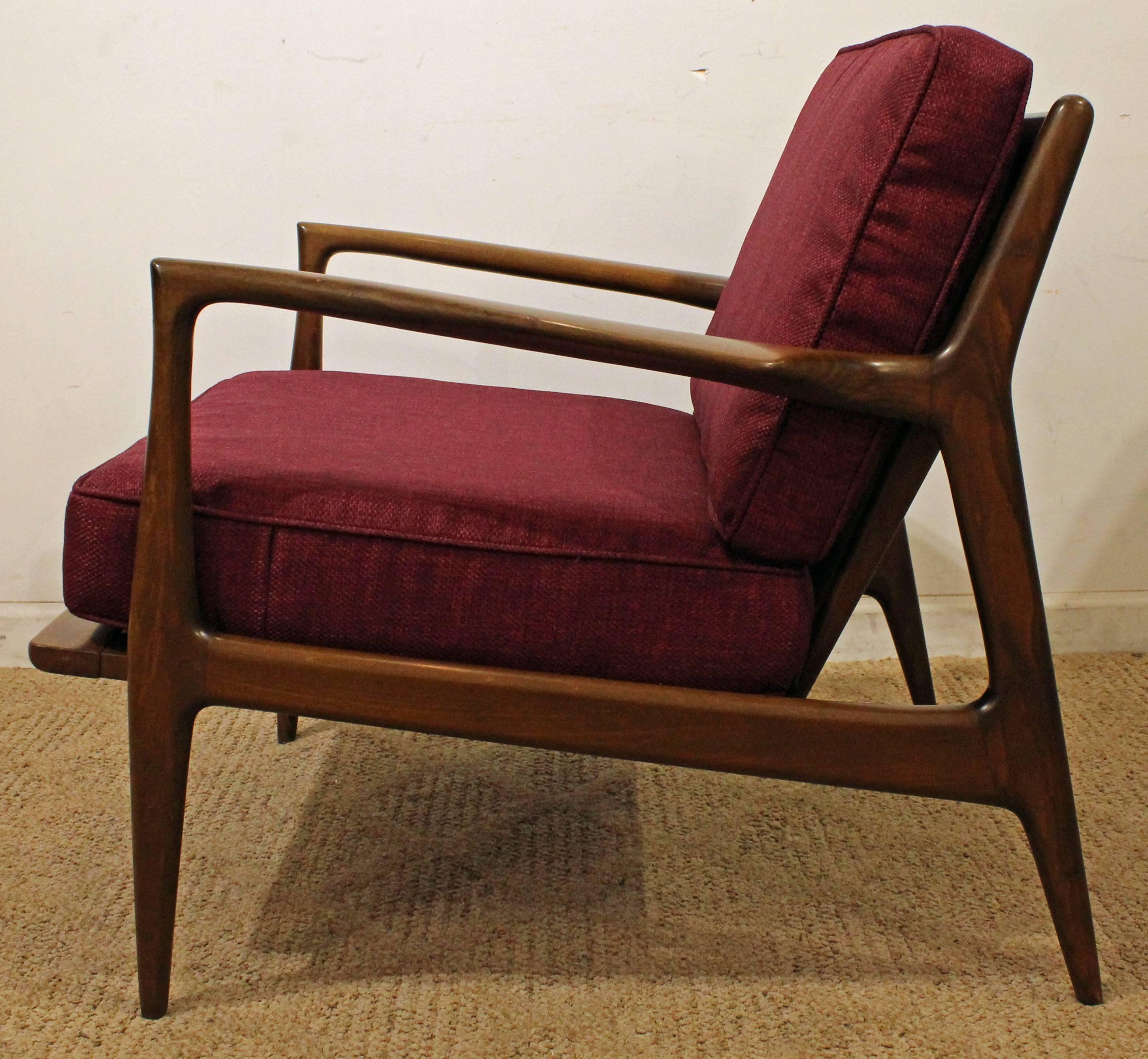 Midcentury Danish Modern IB Kofod-Larsen Walnut Lounge Chair In Excellent Condition In Wilmington, DE