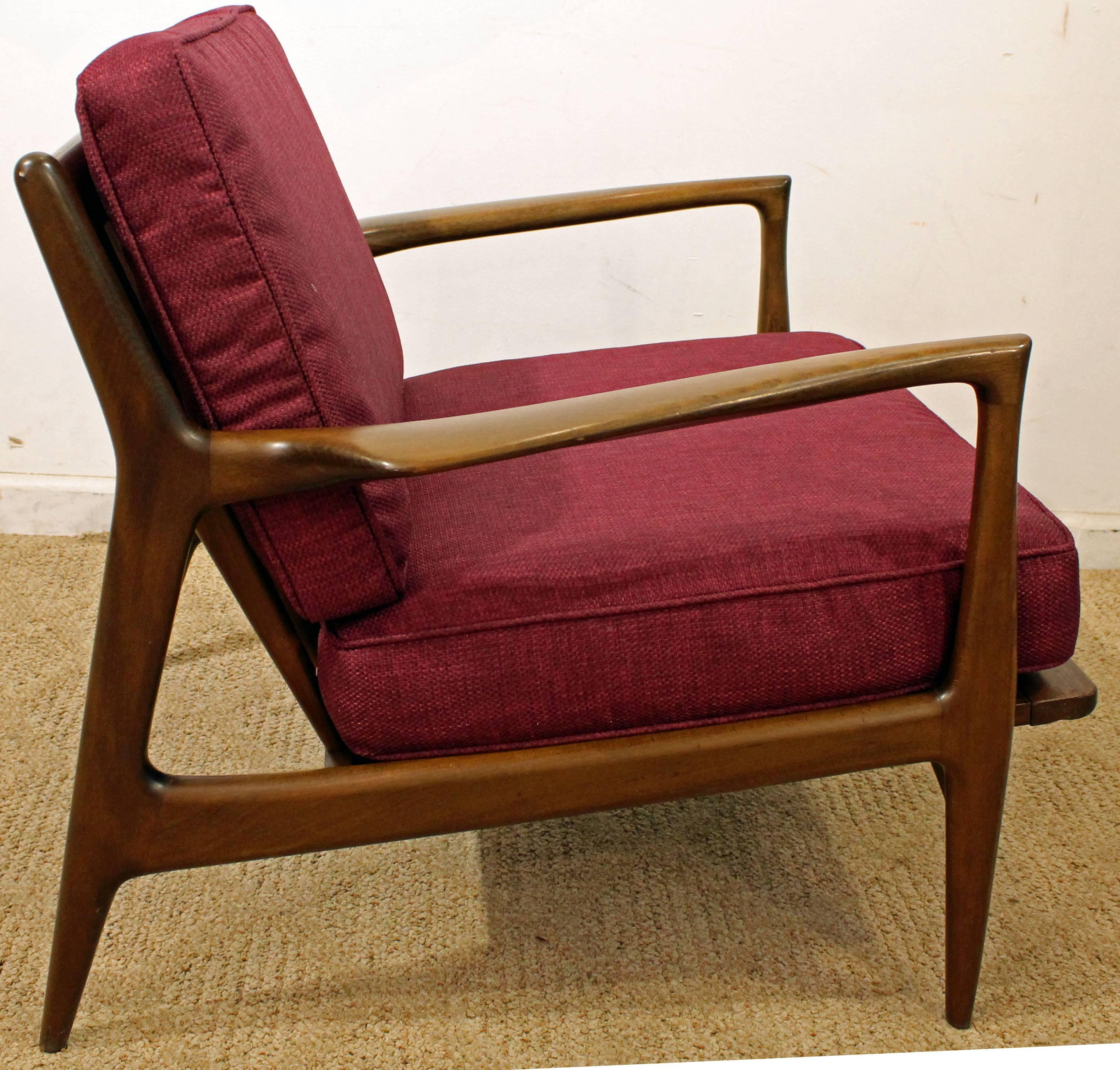 Upholstery Midcentury Danish Modern IB Kofod-Larsen Walnut Lounge Chair