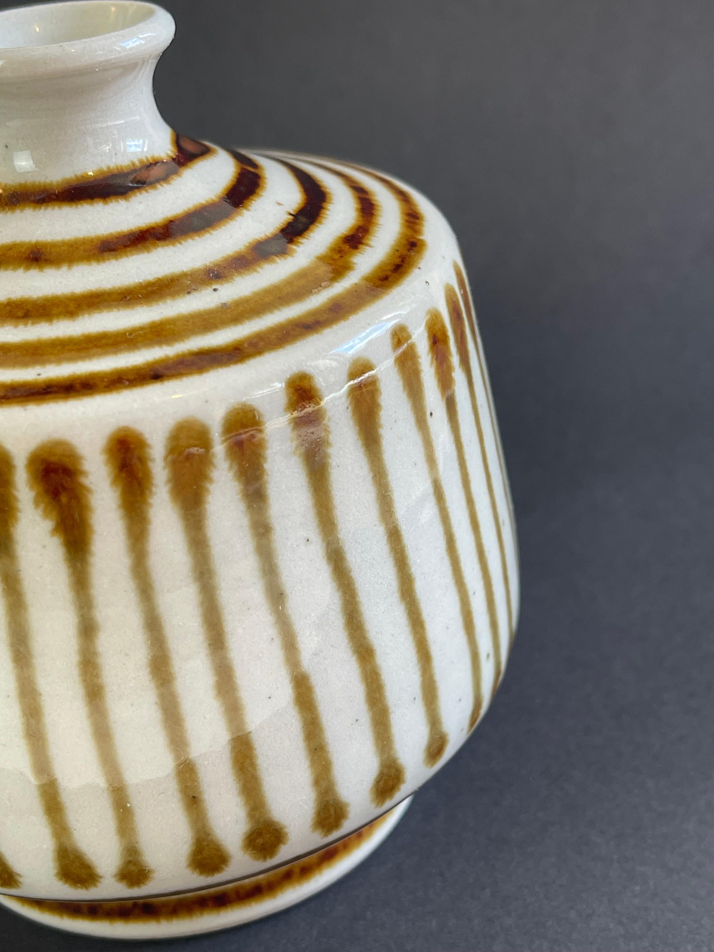 German Mid-Century Danish Modern & Japanese Vibe Studio Ceramic Vase Caramel, 1950s For Sale
