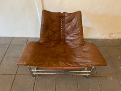 Mid Century Danish Modern Johan Bertil Corset Brown Leather Sling Lounge Chair