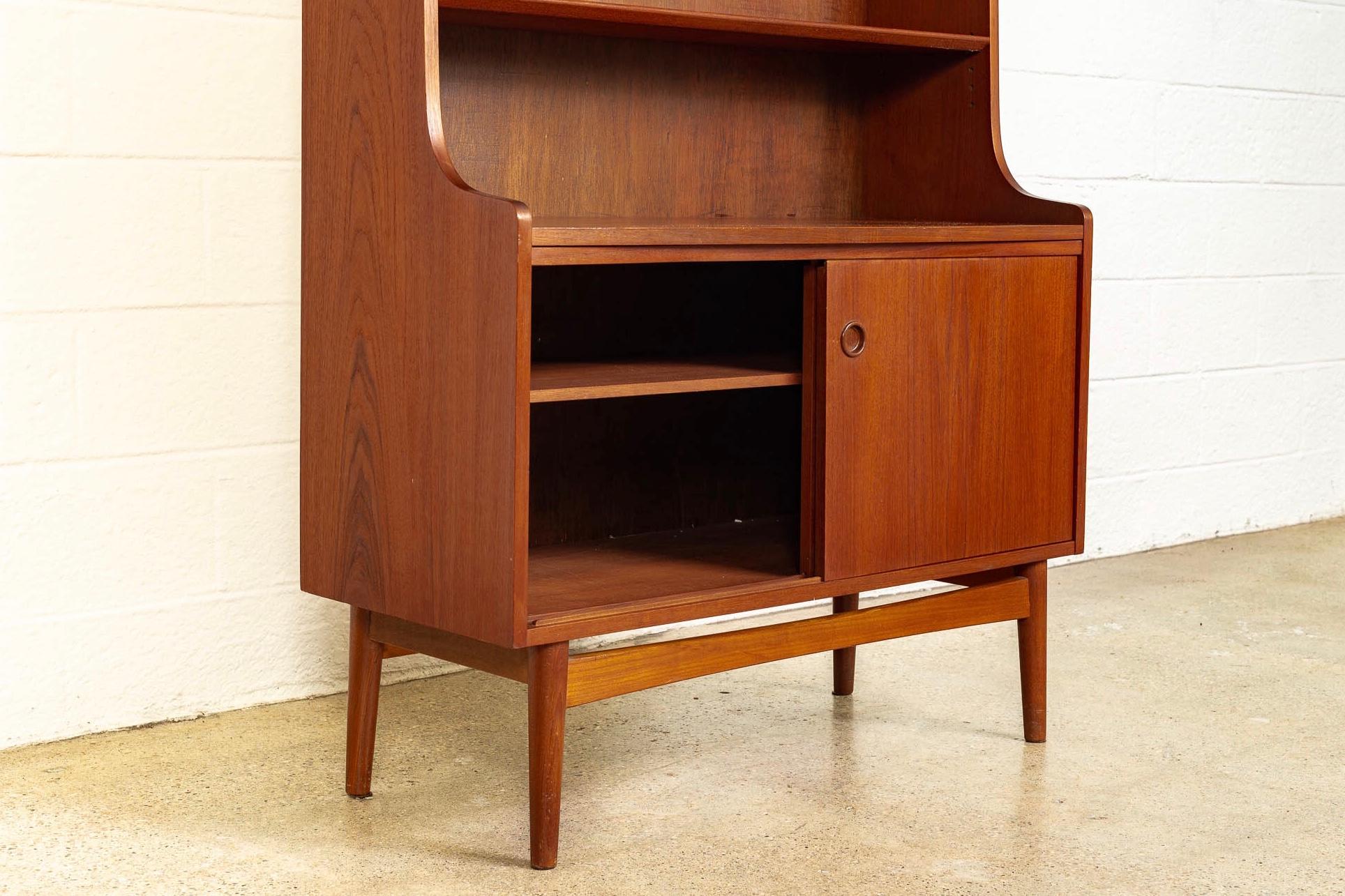 Midcentury Danish Modern Johannes Sorth Tall Wood Bookcase Bookshelf, 1960s 2