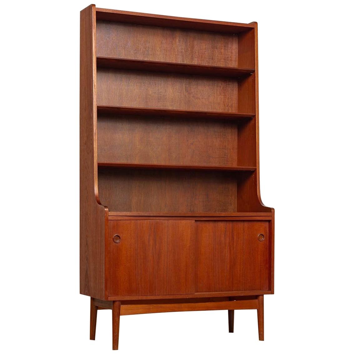 Midcentury Danish Modern Johannes Sorth Tall Wood Bookcase Bookshelf, 1960s