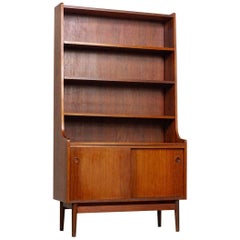 Midcentury Danish Modern Johannes Sorth Tall Wood Bookcase Bookshelf, 1960s