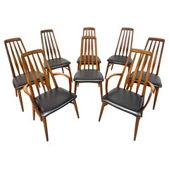 Chaises de salle à manger en noyer Koefoed Eva de style moderne danois du milieu du siècle - Lot de 8