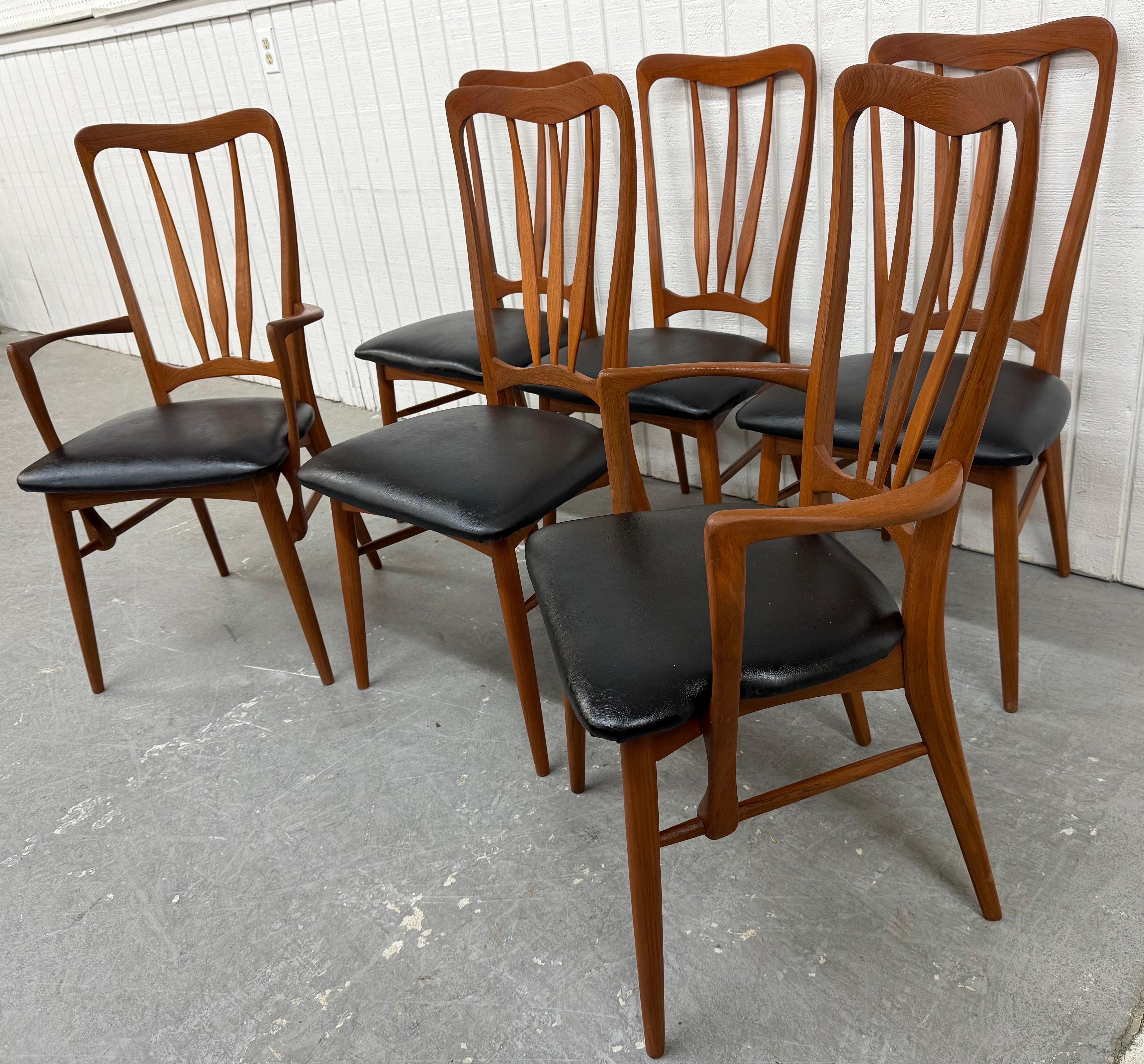 Mid-Century Danish Modern Koefoed Ingrid Teak Dining Chairs - Set of 6 In Good Condition In Clarksboro, NJ