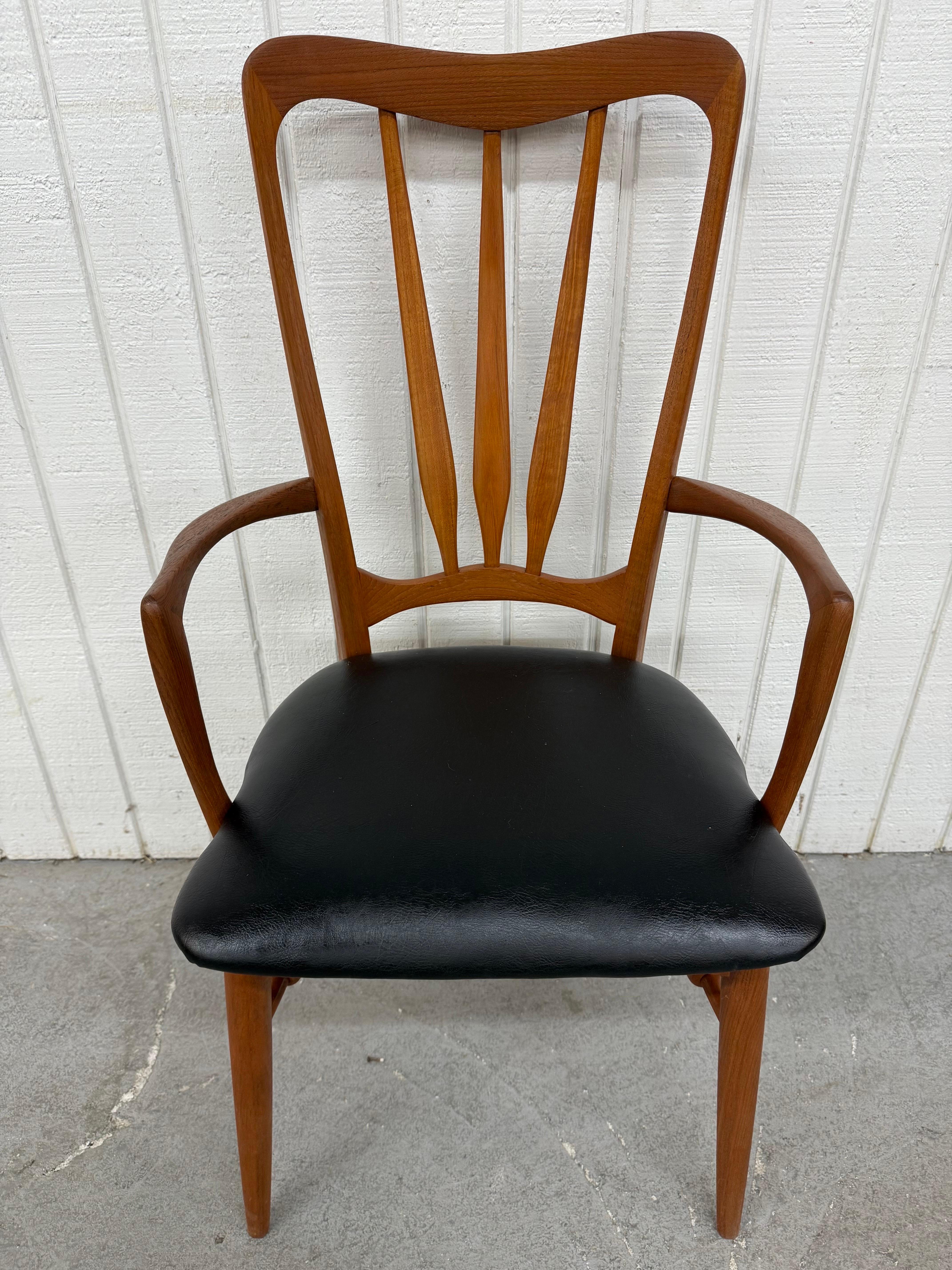Faux Leather Mid-Century Danish Modern Koefoed Ingrid Teak Dining Chairs - Set of 6