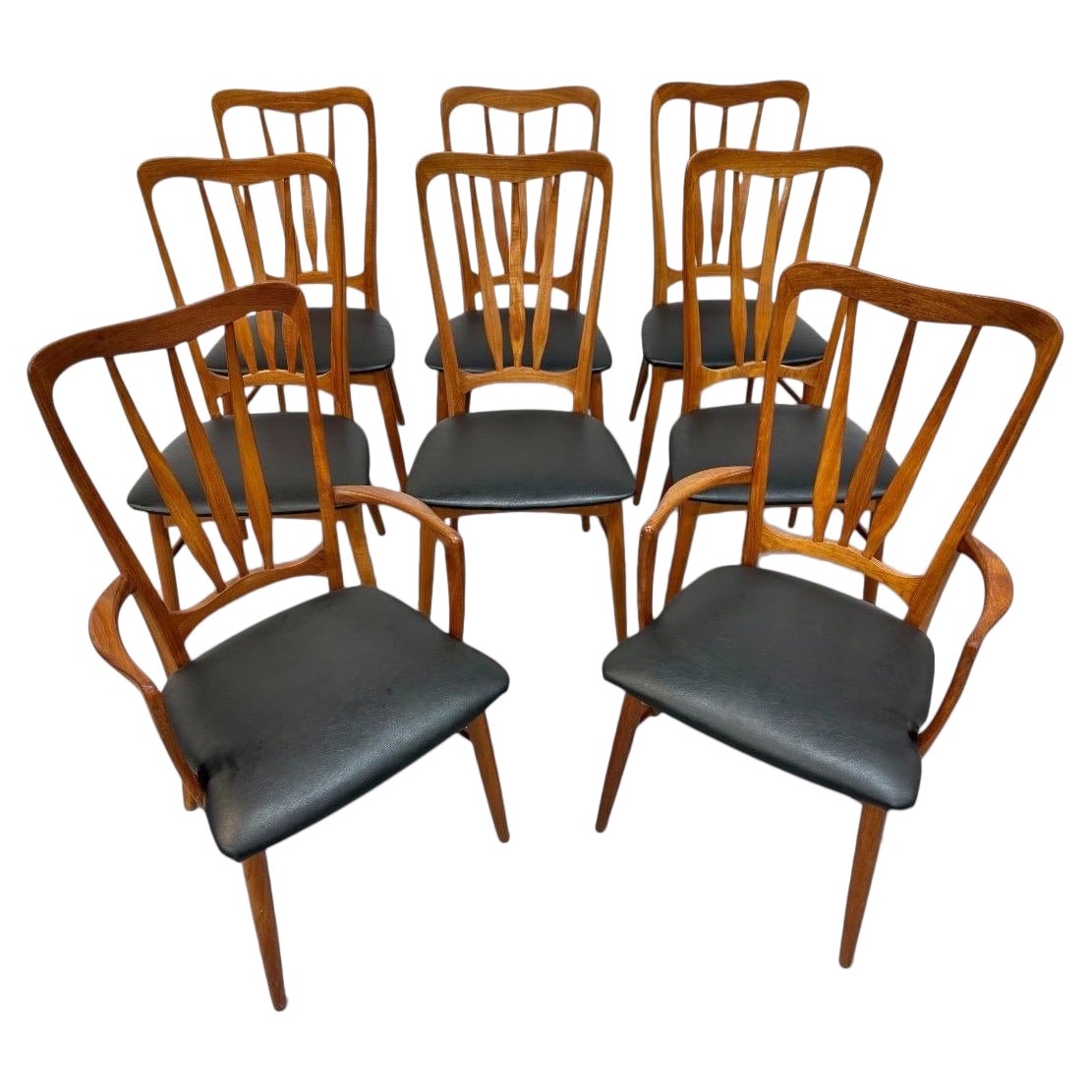 Mid-Century Danish Modern Koefoeds "Ingrid" Teak Dining Chairs - Set of 8 For Sale