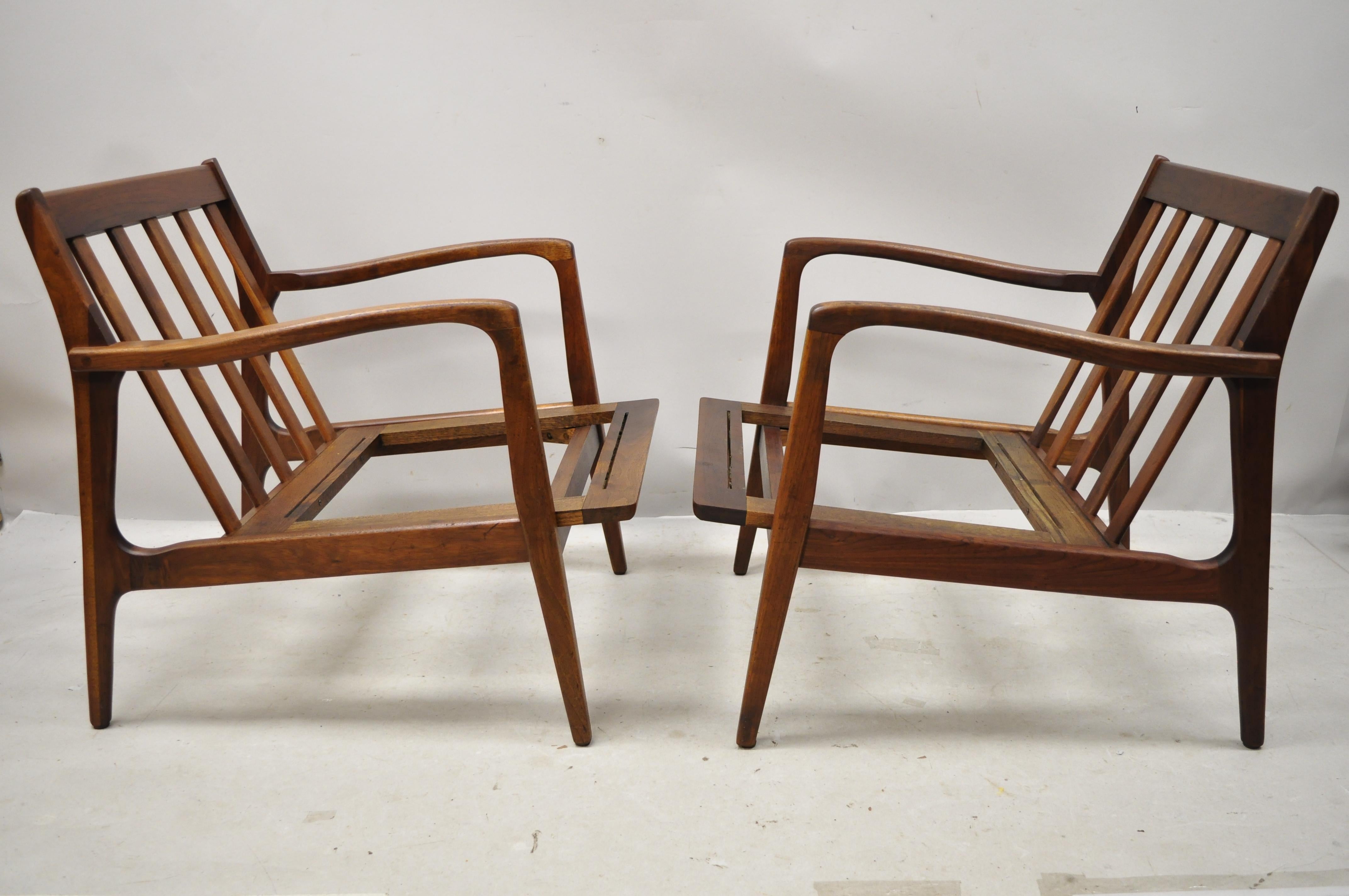 Midcentury Danish Modern Kofod Larsen Style Walnut Lounge Chairs, a Pair 5