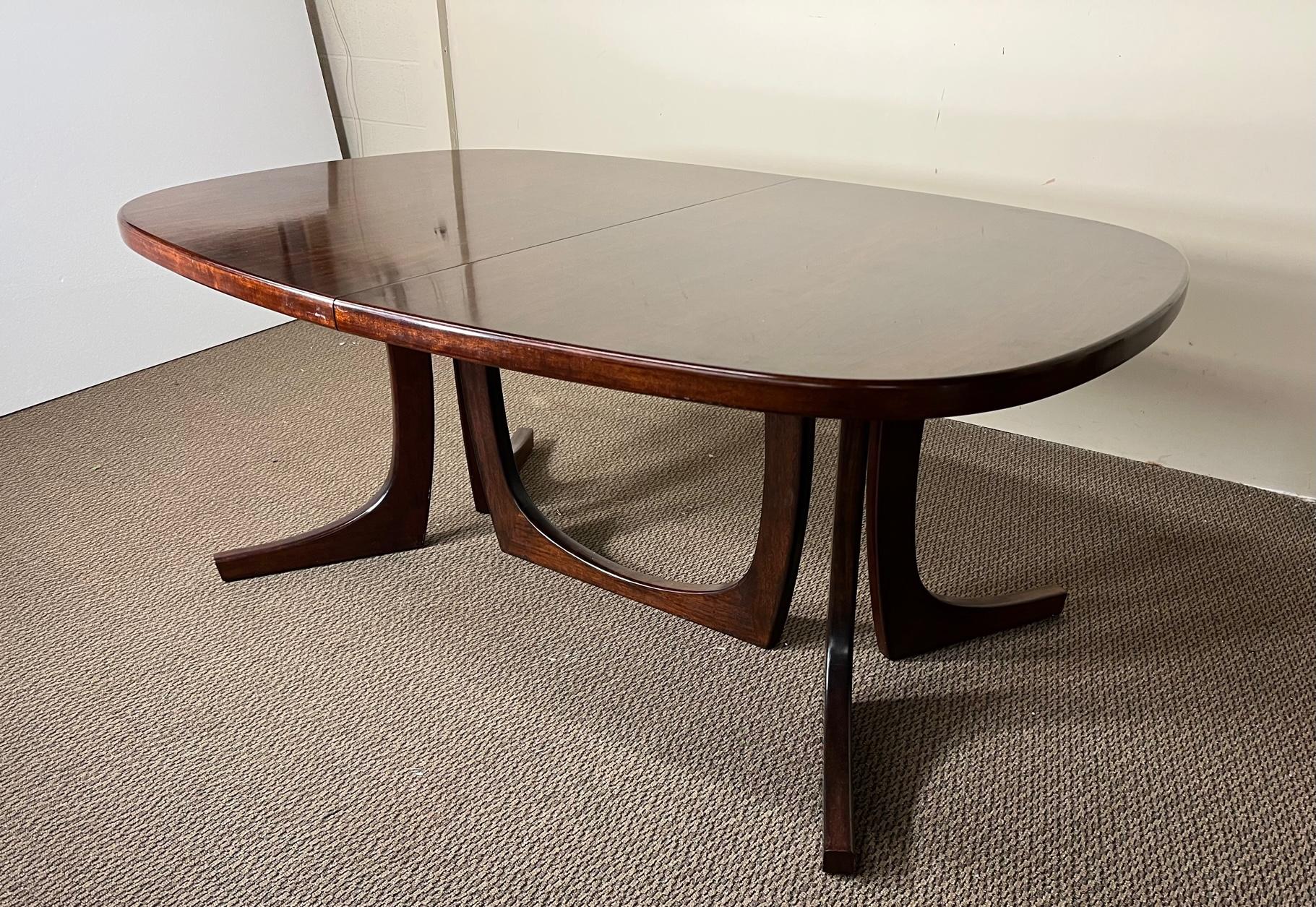 20th Century Midcentury Danish Modern Large Rosewood Dining Table with 2 Extension Leaves