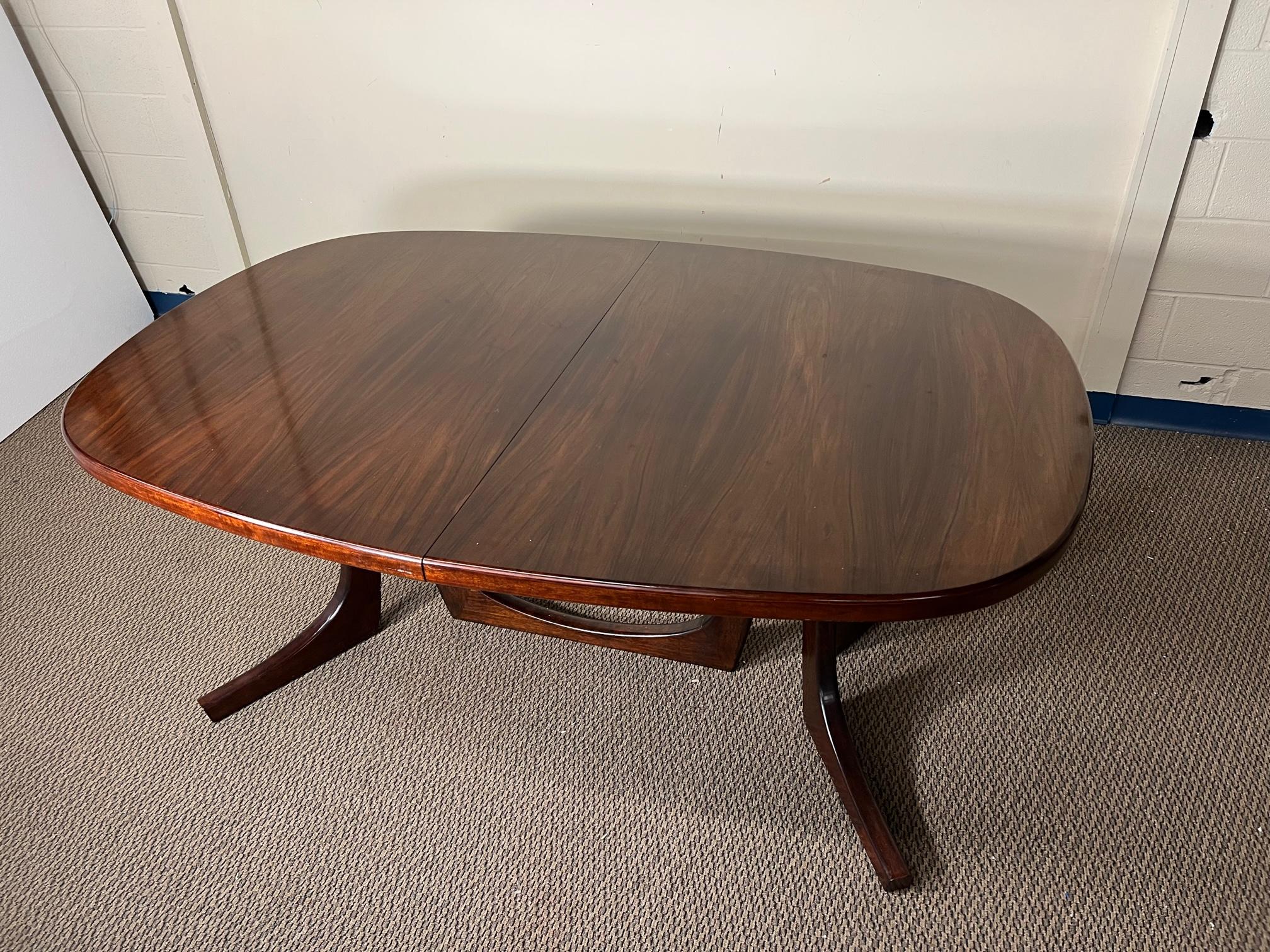 Midcentury Danish Modern Large Rosewood Dining Table with 2 Extension Leaves 1