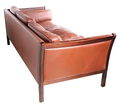 Mid Century Danish Modern Leather Box Sofa after Fredrik Kayser