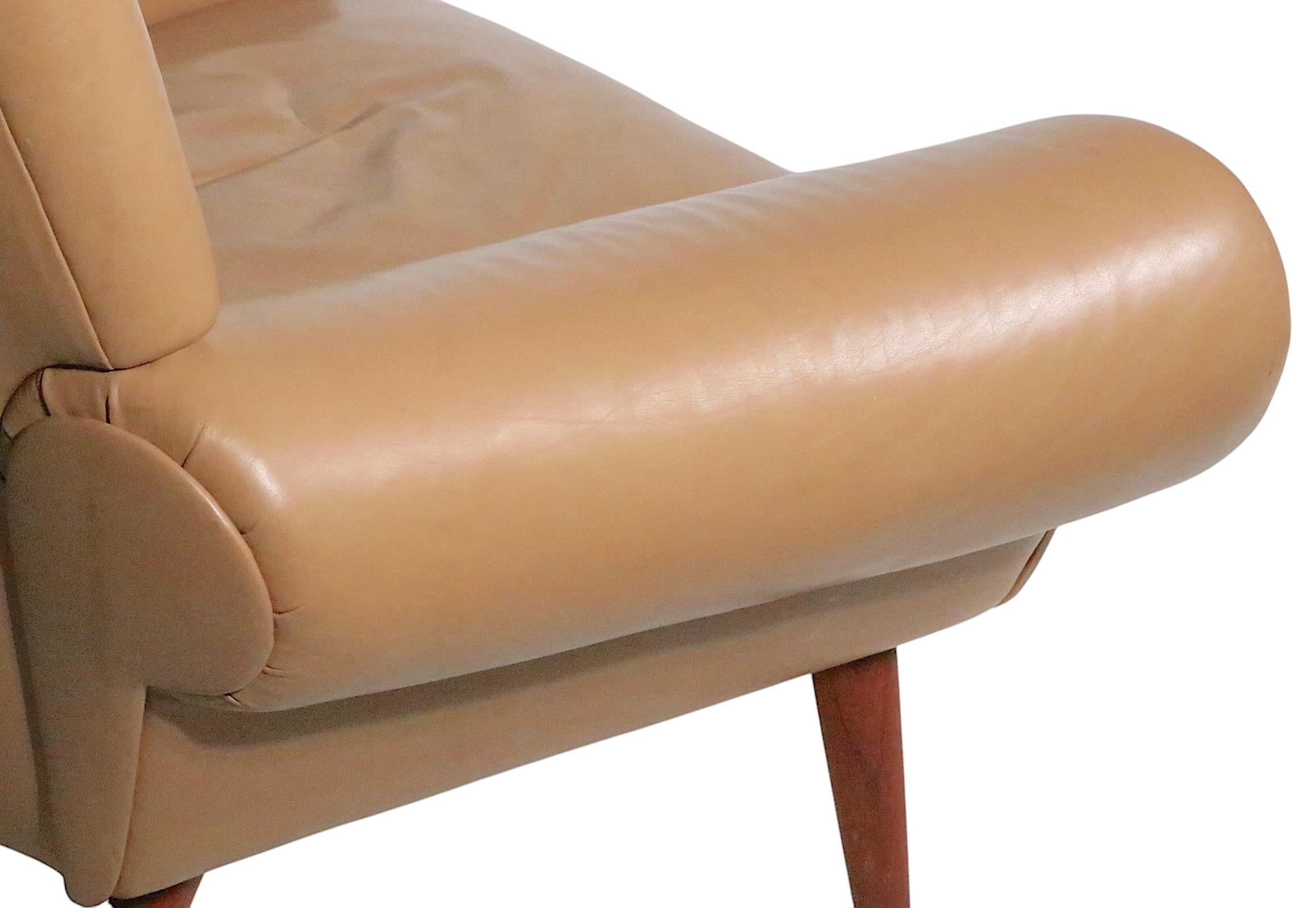 Sedia da salotto in pelle moderna danese del Mid Century di Kurt Ostervig per Ryesburg in vendita 3