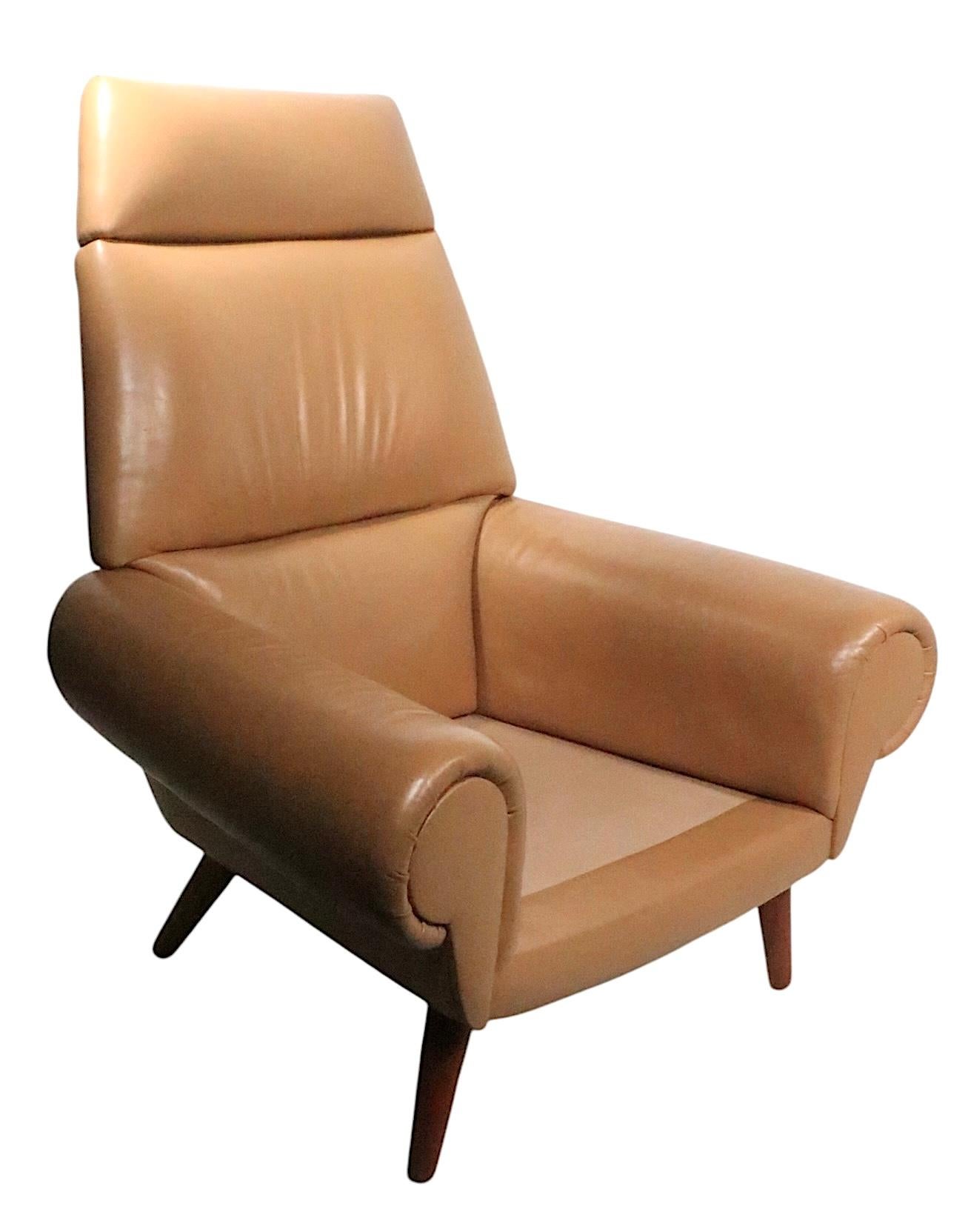 Sedia da salotto in pelle moderna danese del Mid Century di Kurt Ostervig per Ryesburg in vendita 6