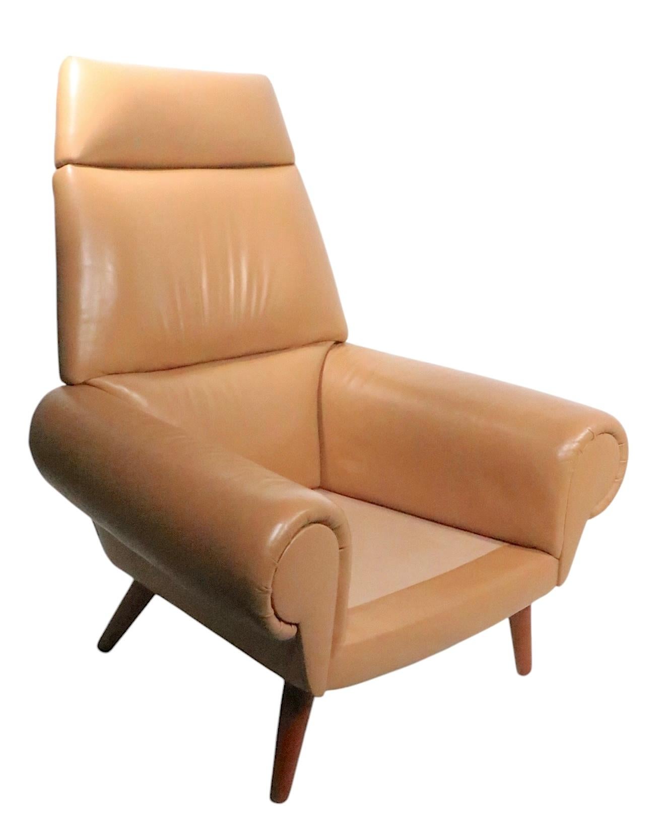 Sedia da salotto in pelle moderna danese del Mid Century di Kurt Ostervig per Ryesburg in vendita 7