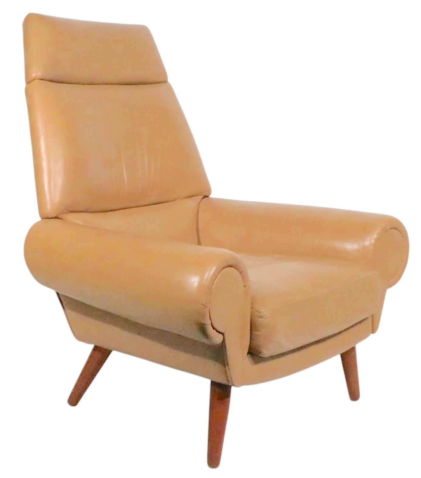 Sedia da salotto in pelle moderna danese del Mid Century di Kurt Ostervig per Ryesburg in vendita 8