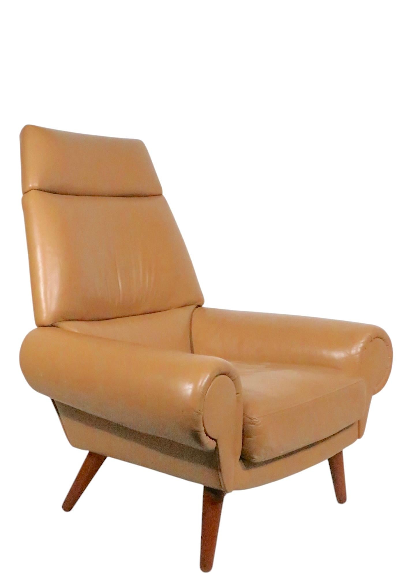 Sedia da salotto in pelle moderna danese del Mid Century di Kurt Ostervig per Ryesburg in vendita 9