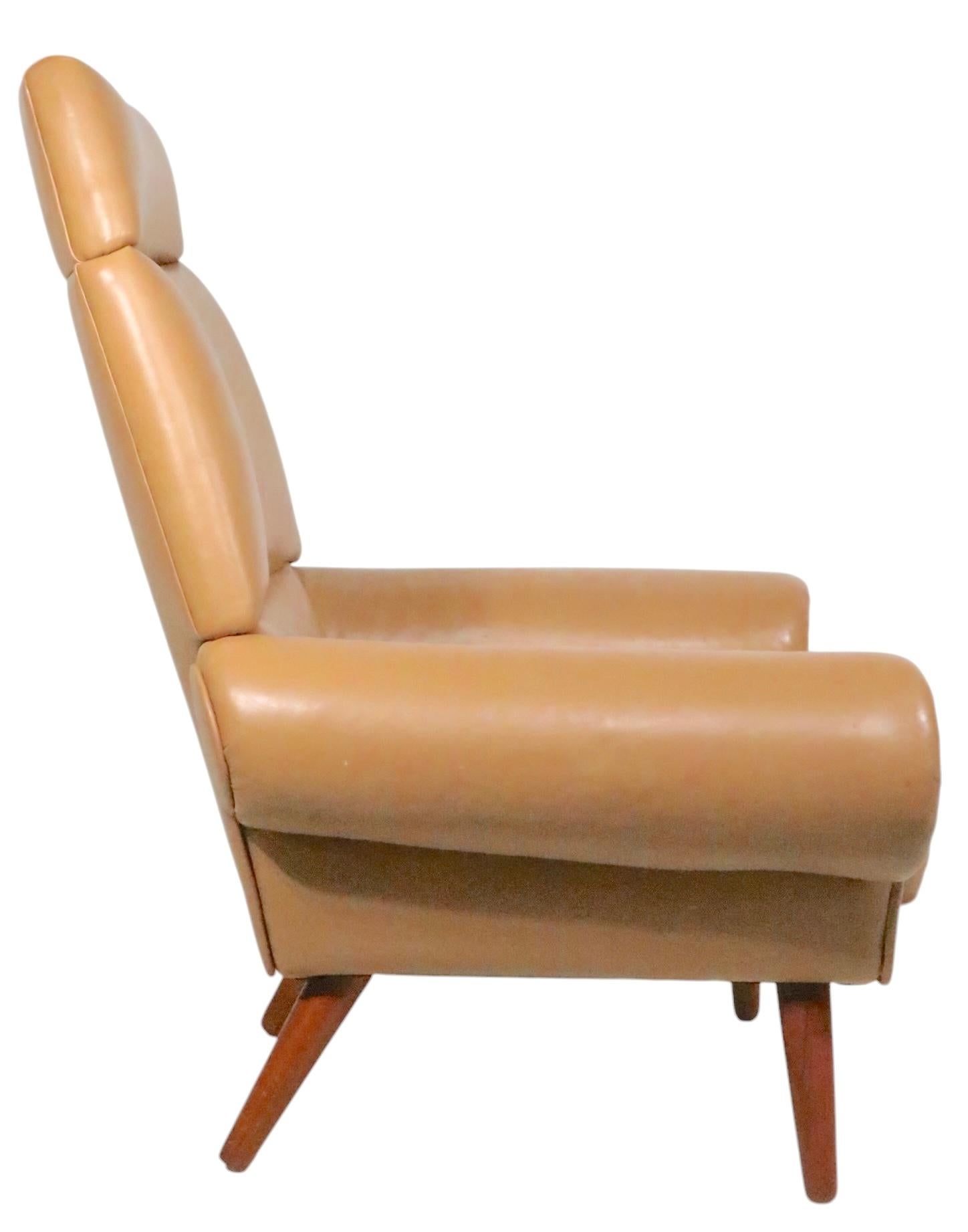 Scandinavo moderno Sedia da salotto in pelle moderna danese del Mid Century di Kurt Ostervig per Ryesburg in vendita