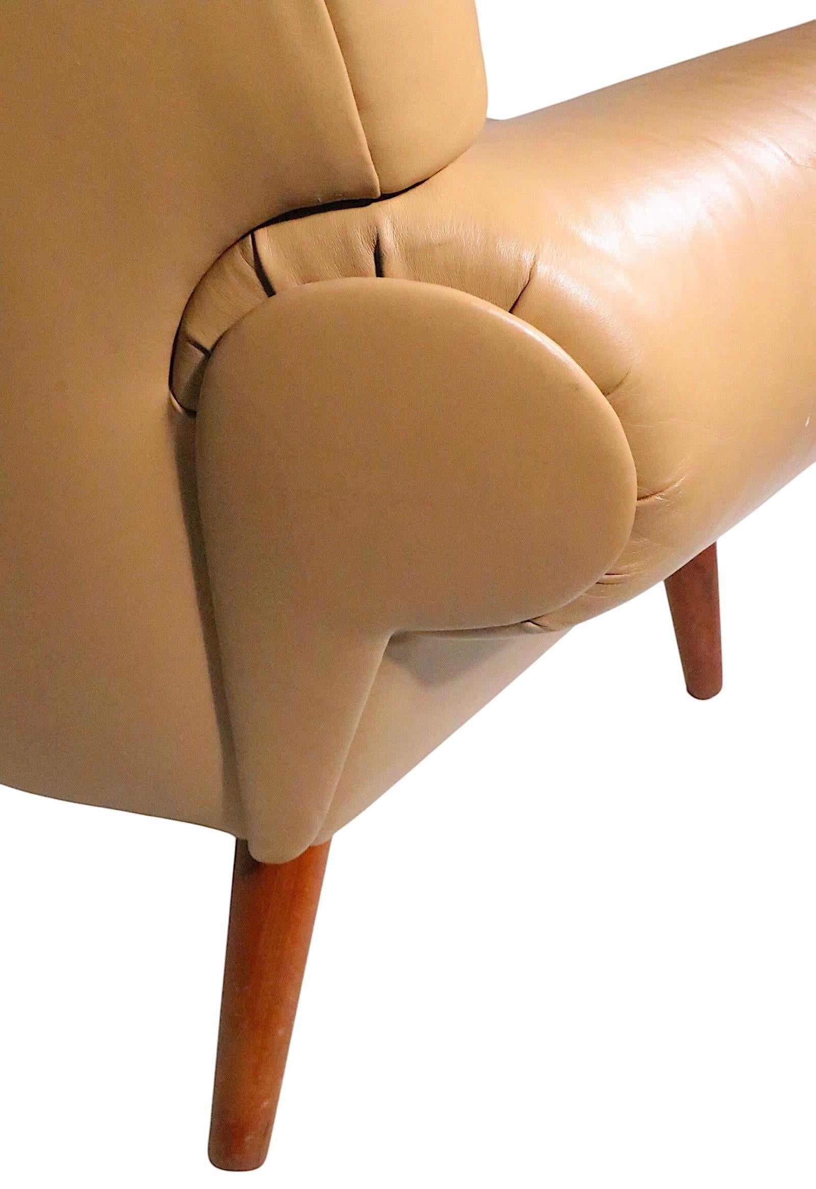 Sedia da salotto in pelle moderna danese del Mid Century di Kurt Ostervig per Ryesburg In condizioni buone in vendita a New York, NY