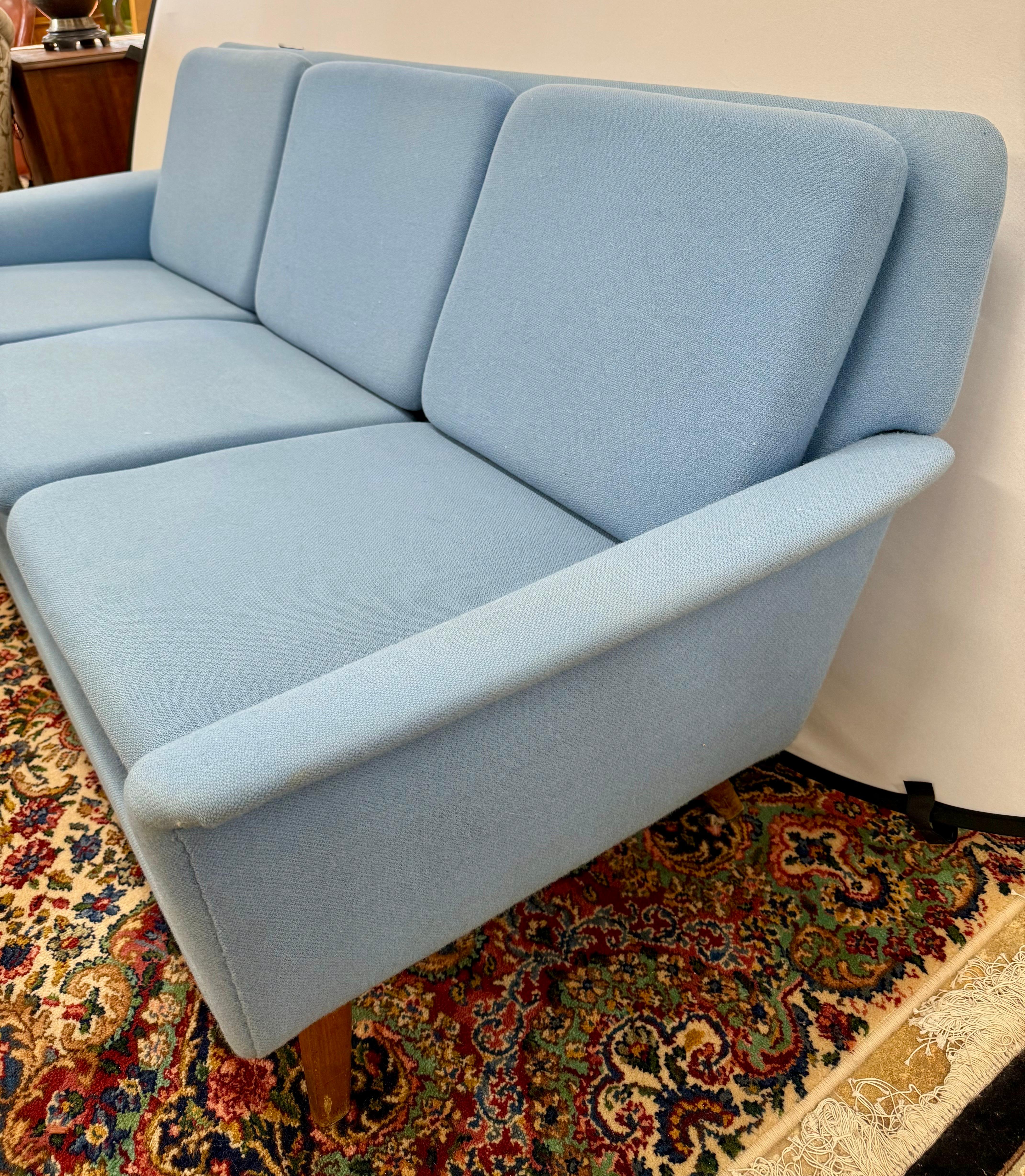 20th Century Mid Century Danish Modern Light Blue Sofa by Folke Ohlsson for Fritz Hansen For Sale