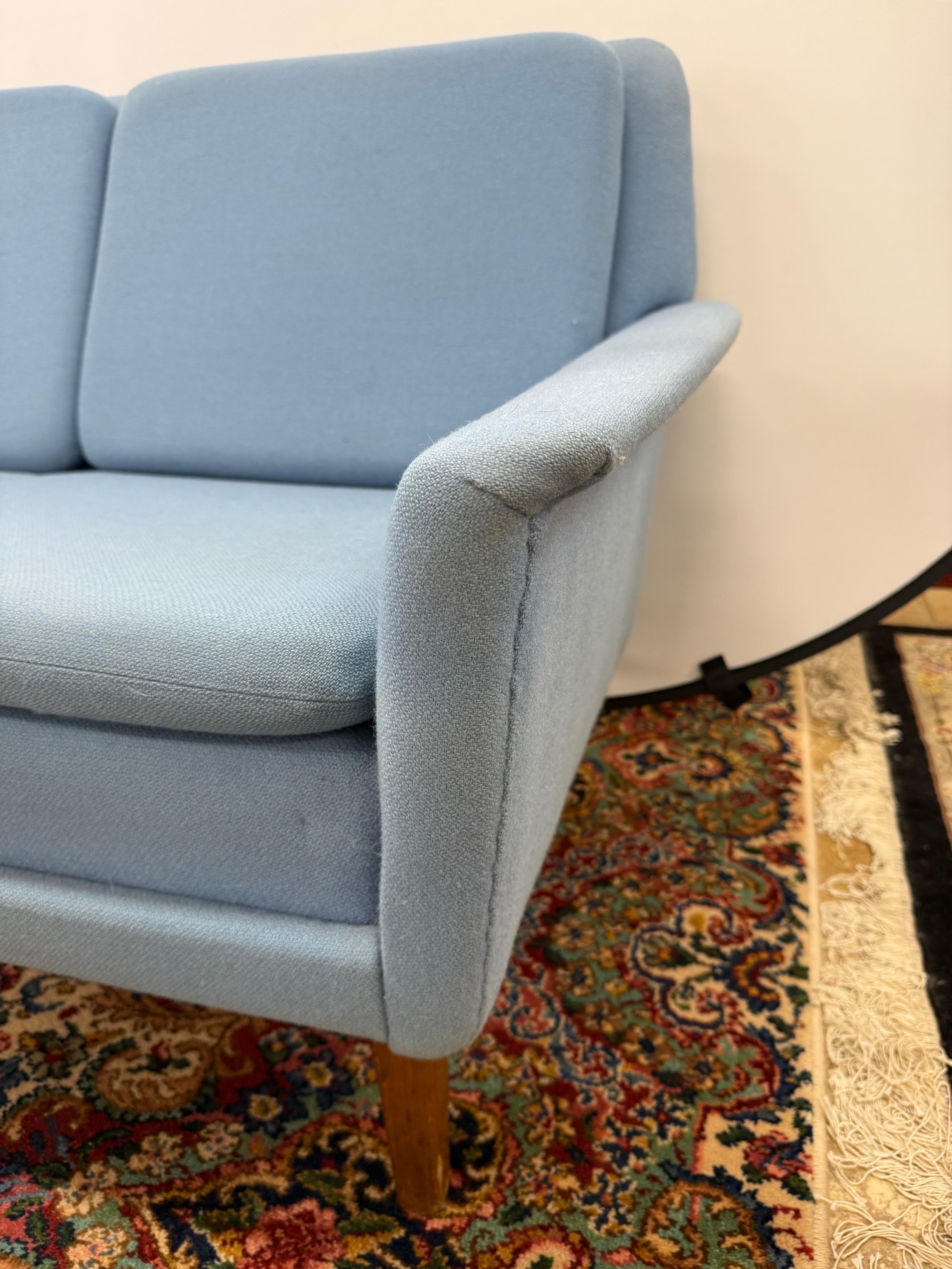 Wool Mid Century Danish Modern Light Blue Sofa by Folke Ohlsson for Fritz Hansen For Sale