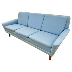 Mid Century Danish Modern Light Blue Sofa by Folke Ohlsson for Fritz Hansen