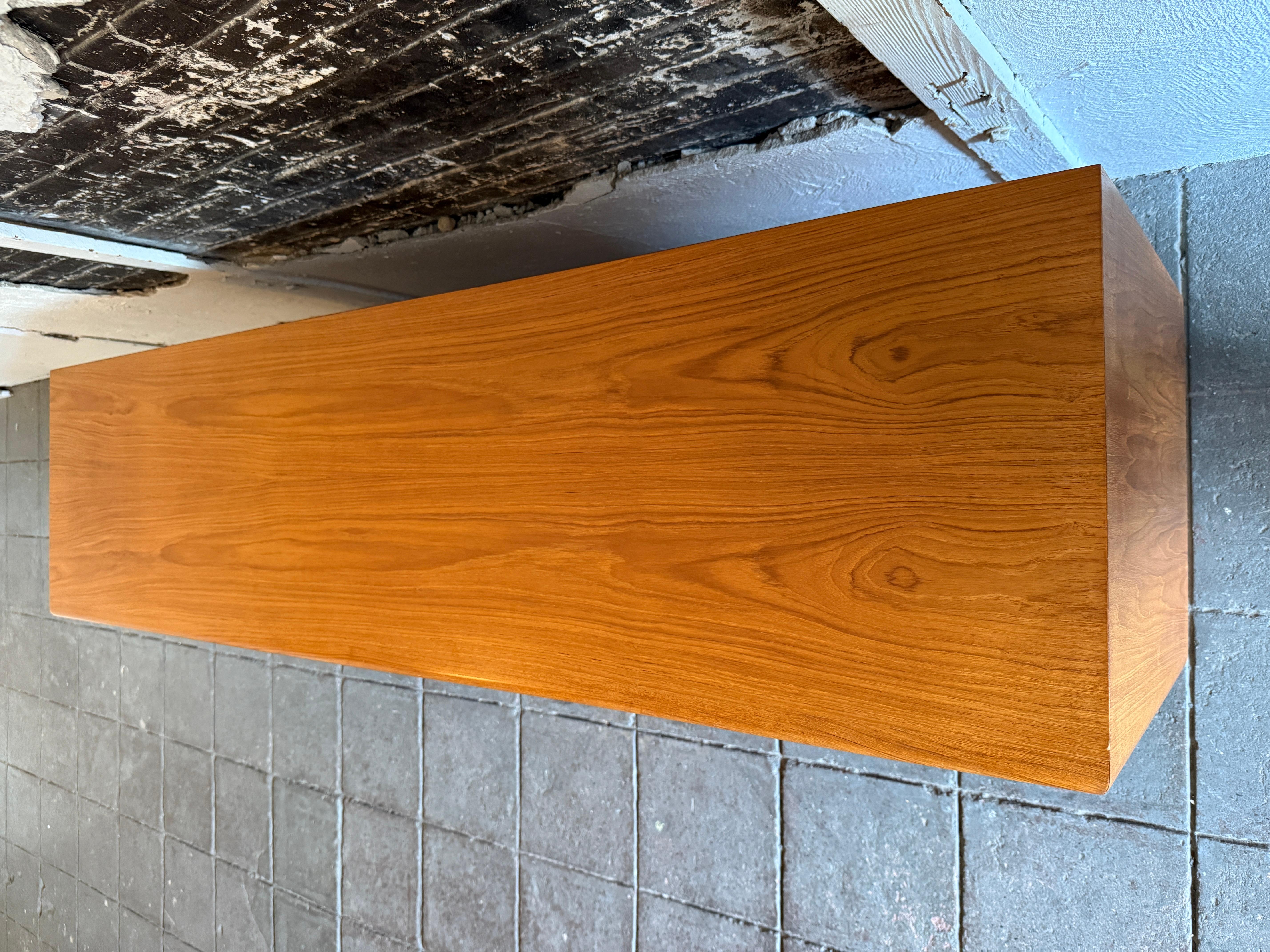 Woodwork Mid century danish modern light teak long dresser credenza by Art Furn For Sale