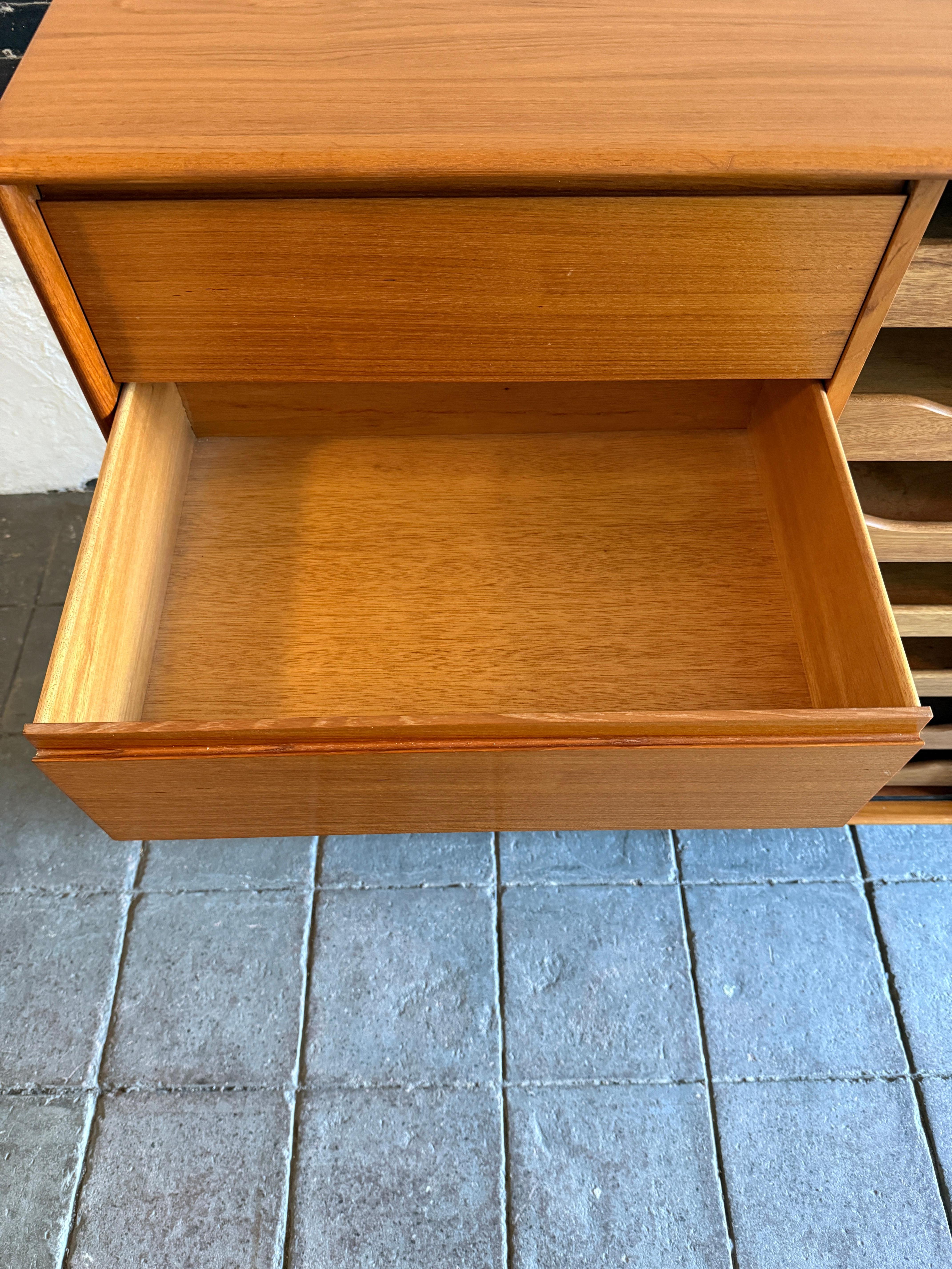 Mid century danish modern light teak tall wide wardrobe dresser by Art Furn In Good Condition For Sale In Brooklyn, NY