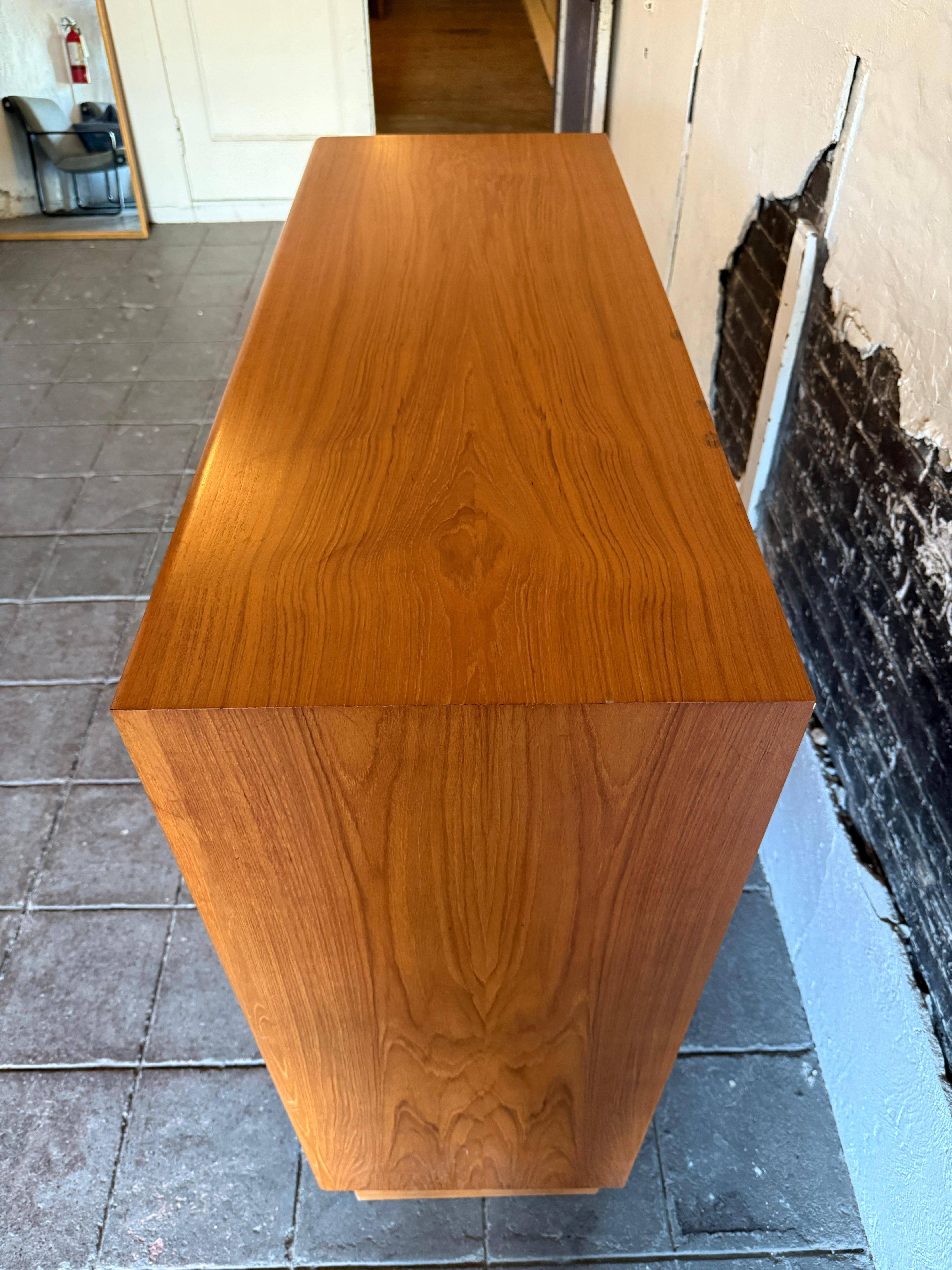 Teak Mid century danish modern light teak tall wide wardrobe dresser by Art Furn For Sale
