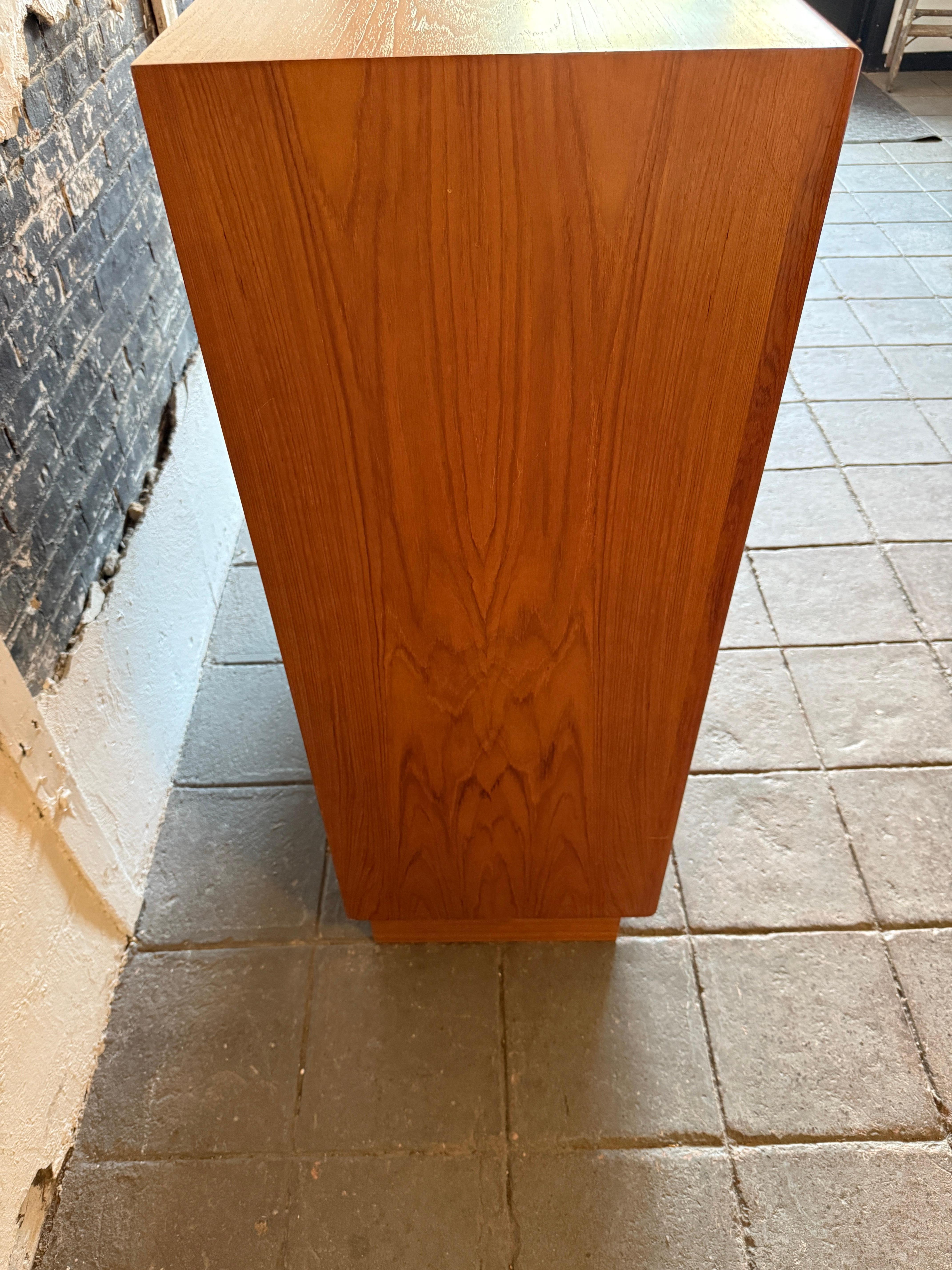 Mid century danish modern light teak tall wide wardrobe dresser by Art Furn For Sale 1
