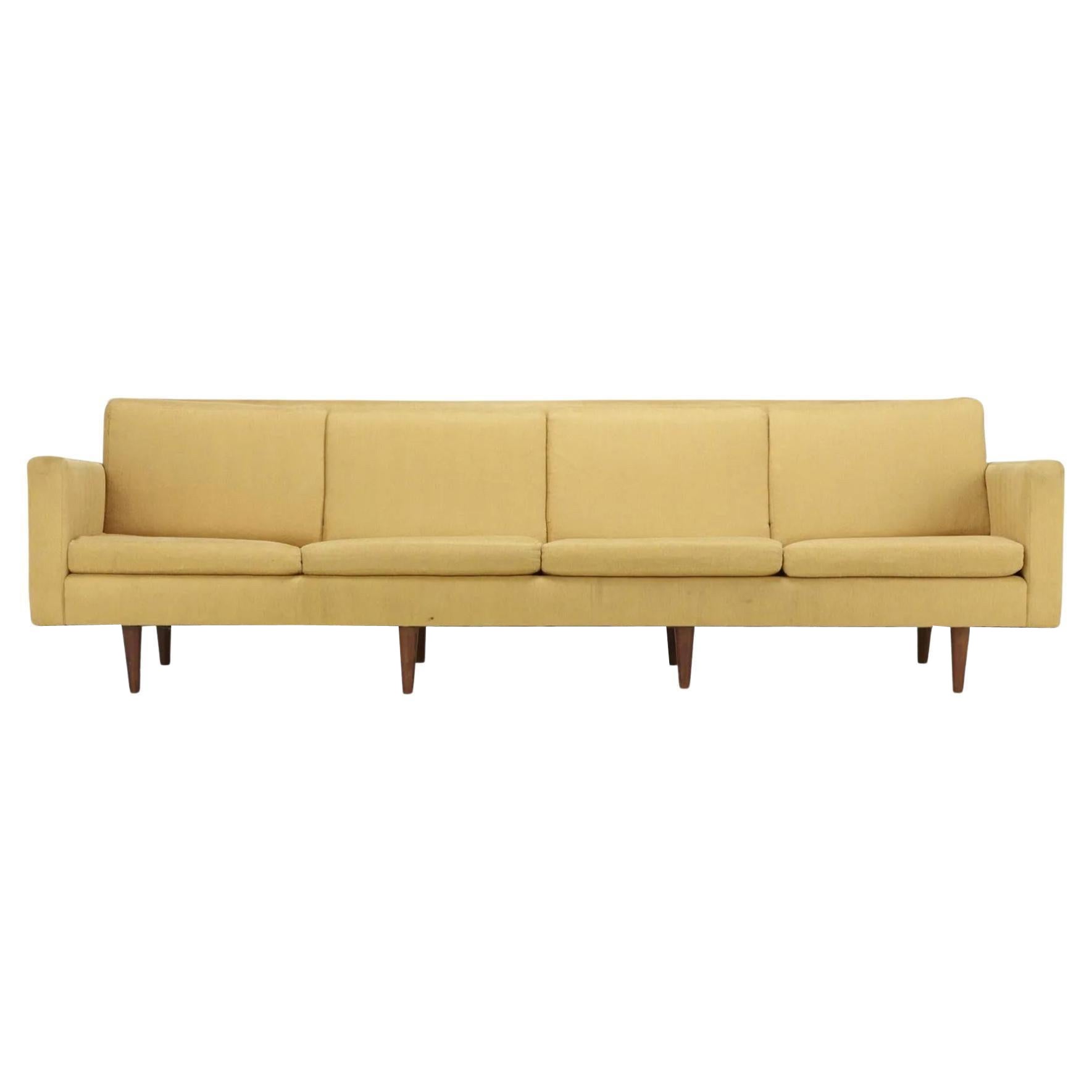 Mid-Century Danish Modern Long Sofa Designed by Johannes Aasbjerg Teak Legs