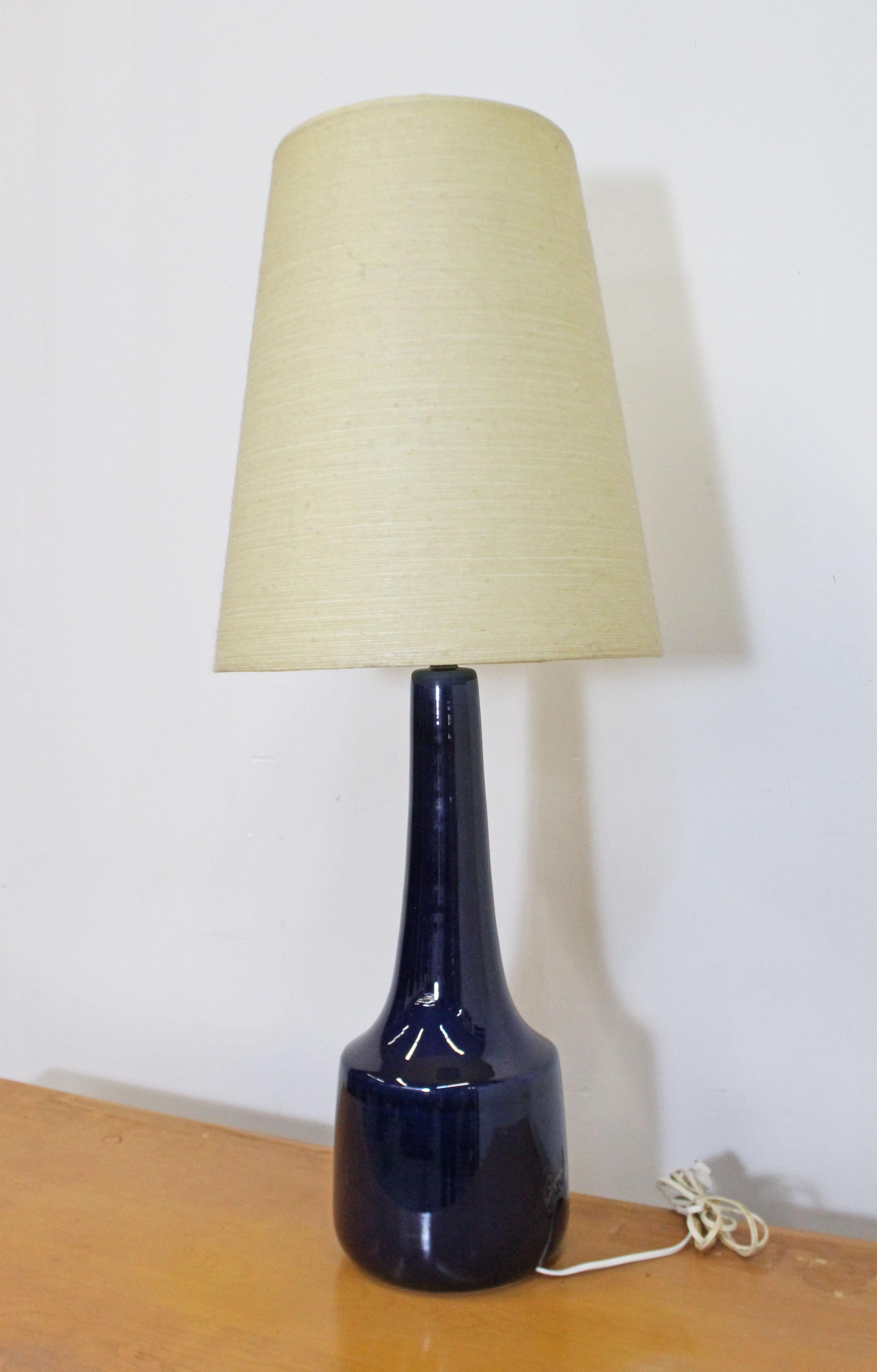 Mid-Century Modern Mid-Century Danish Modern Lotte & Gunner Bostlund Ceramic Blue Table Lamp