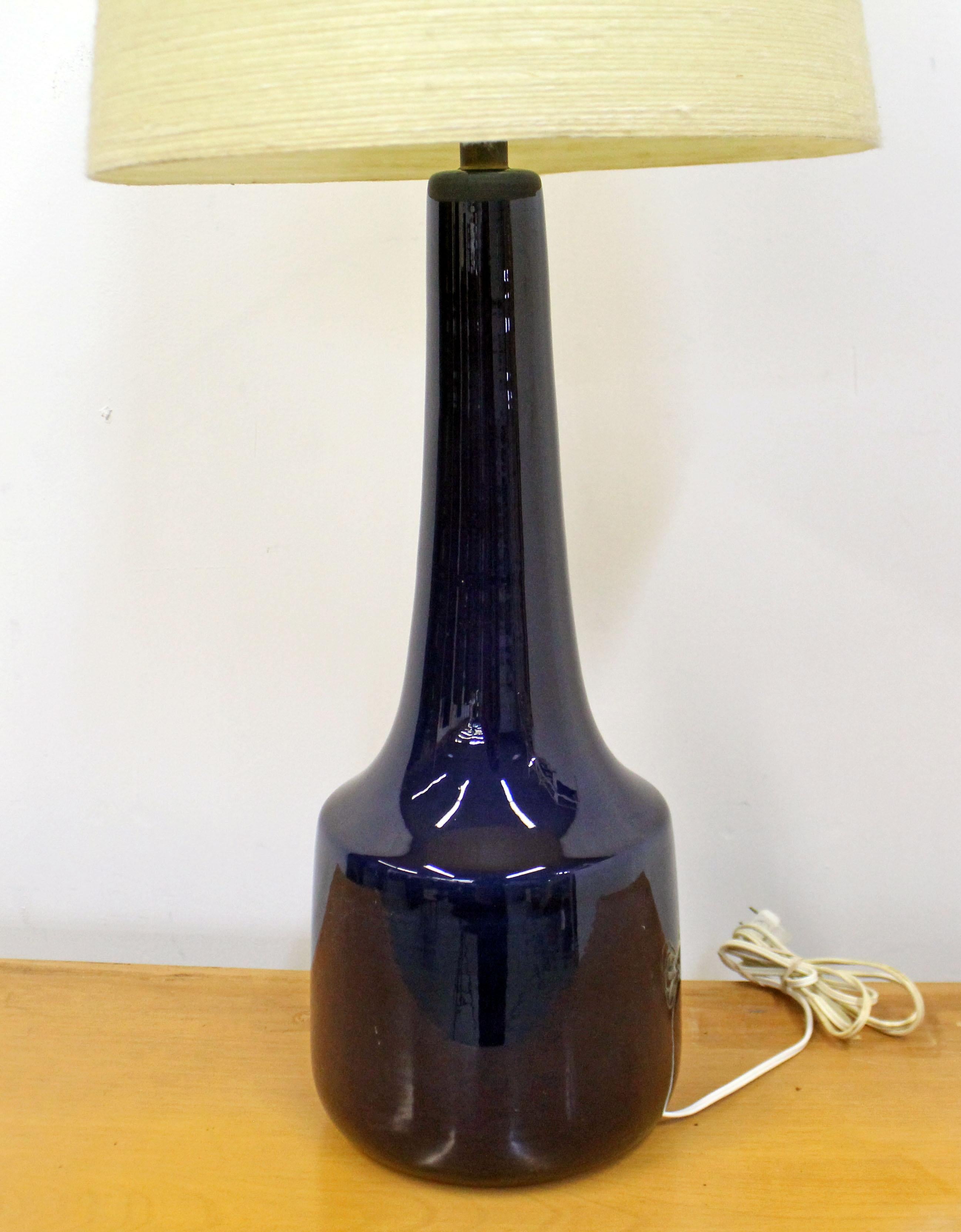 American Mid-Century Danish Modern Lotte & Gunner Bostlund Ceramic Blue Table Lamp
