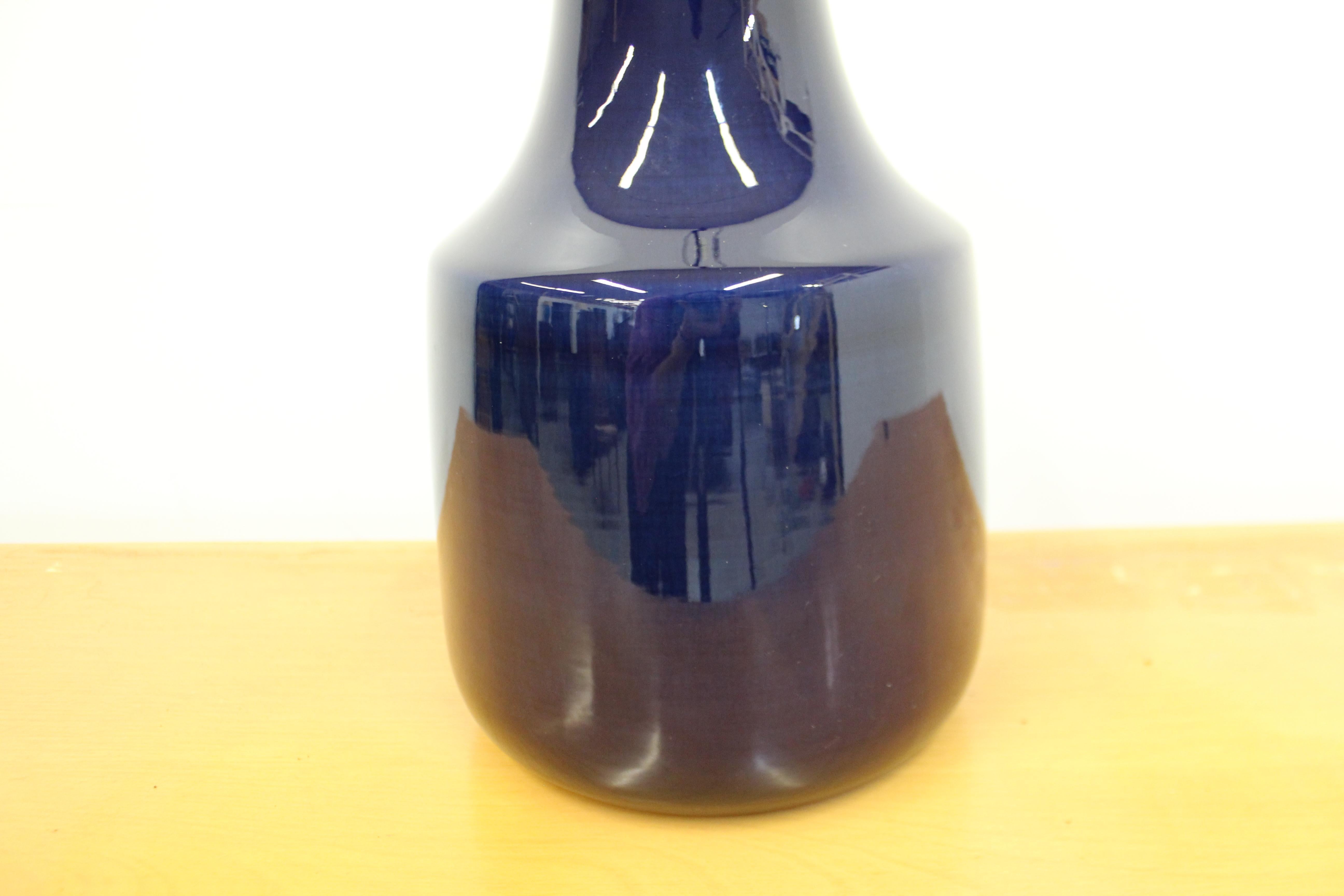 20th Century Mid-Century Danish Modern Lotte & Gunner Bostlund Ceramic Blue Table Lamp