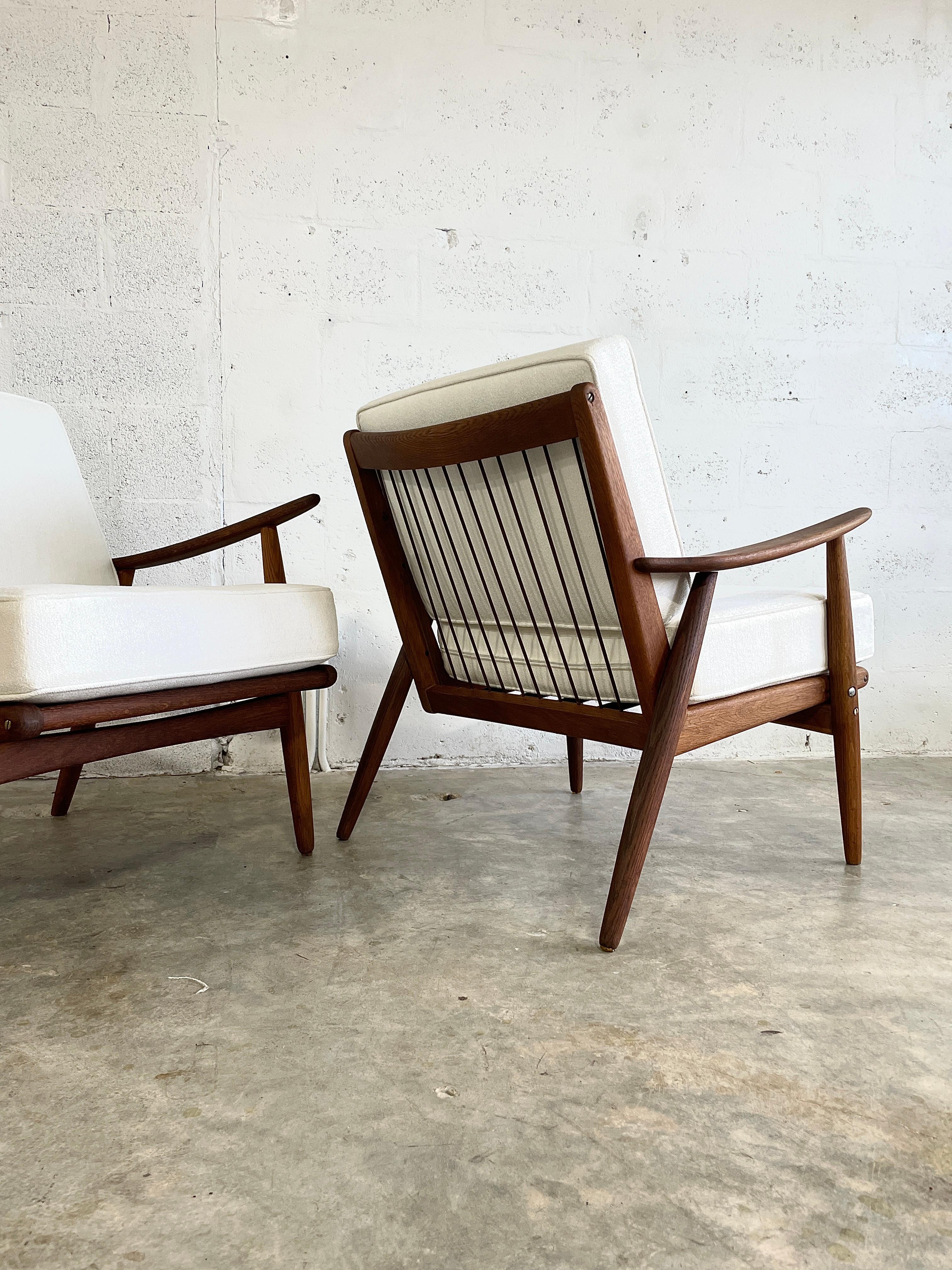 Pair Mid Century Danish Modern Chairs. New foam and upholstery.