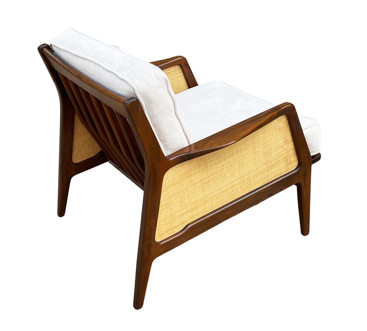Mid Century Danish Modern Lounge Chair by IB Kofod-Larsen in Walnut & Rafia 4