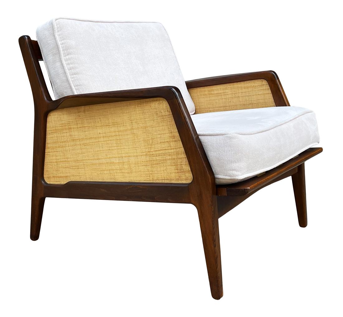 Mid-20th Century Mid Century Danish Modern Lounge Chair by IB Kofod-Larsen in Walnut & Rafia