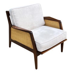 Mid Century Danish Modern Lounge Chair by IB Kofod-Larsen in Walnut & Rafia