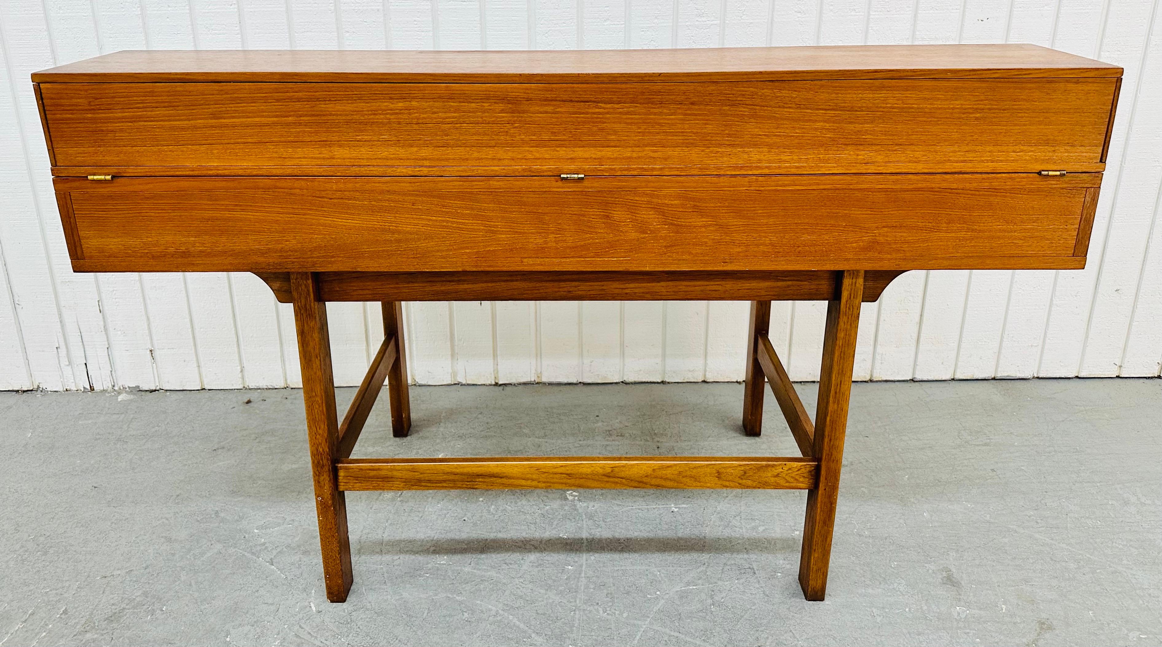 Mid-Century Danish Modern Lovig Style Teak Flip-Top Partners Desk 4