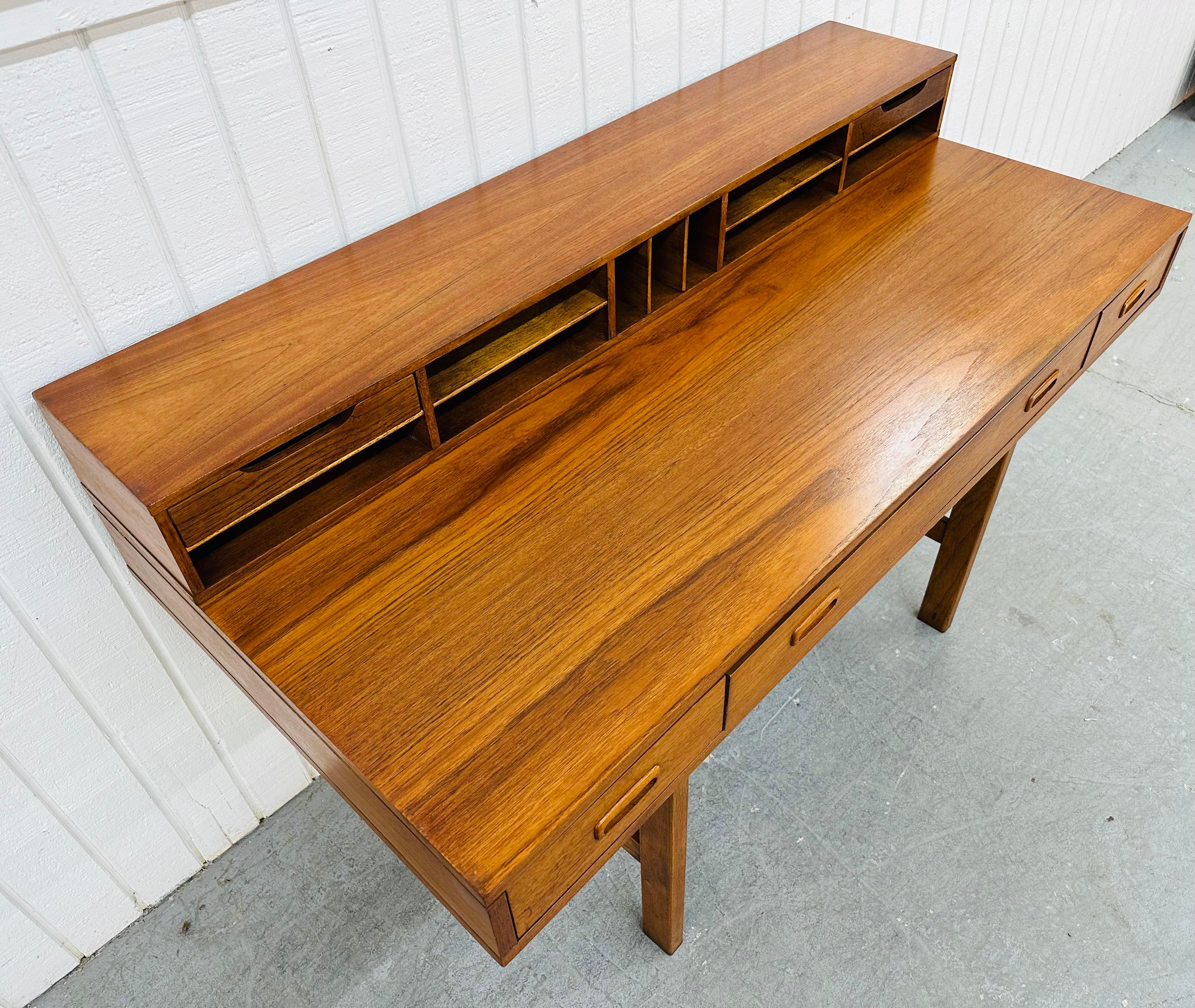 Mid-Century Danish Modern Lovig Style Teak Flip-Top Partners Desk In Good Condition In Clarksboro, NJ