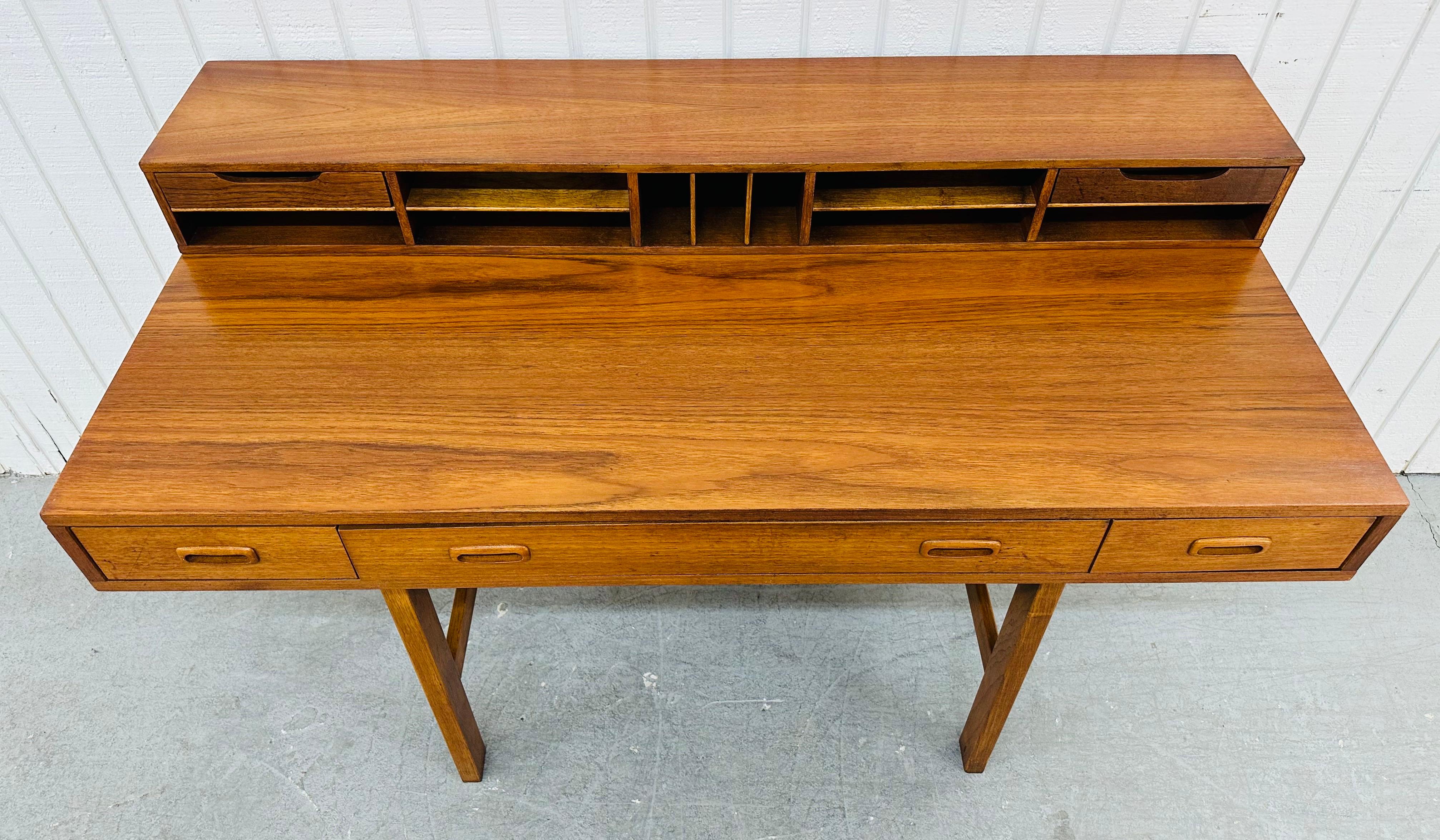 20th Century Mid-Century Danish Modern Lovig Style Teak Flip-Top Partners Desk