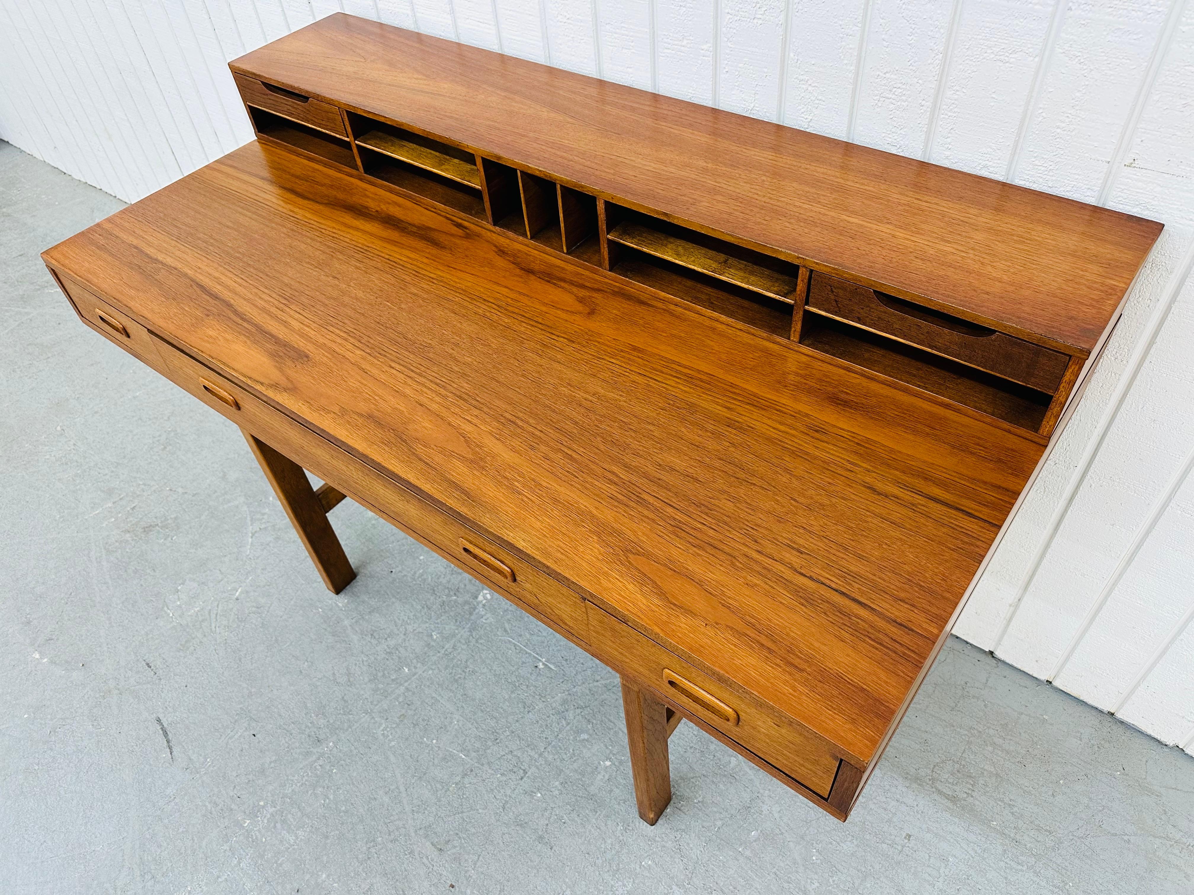 Wood Mid-Century Danish Modern Lovig Style Teak Flip-Top Partners Desk
