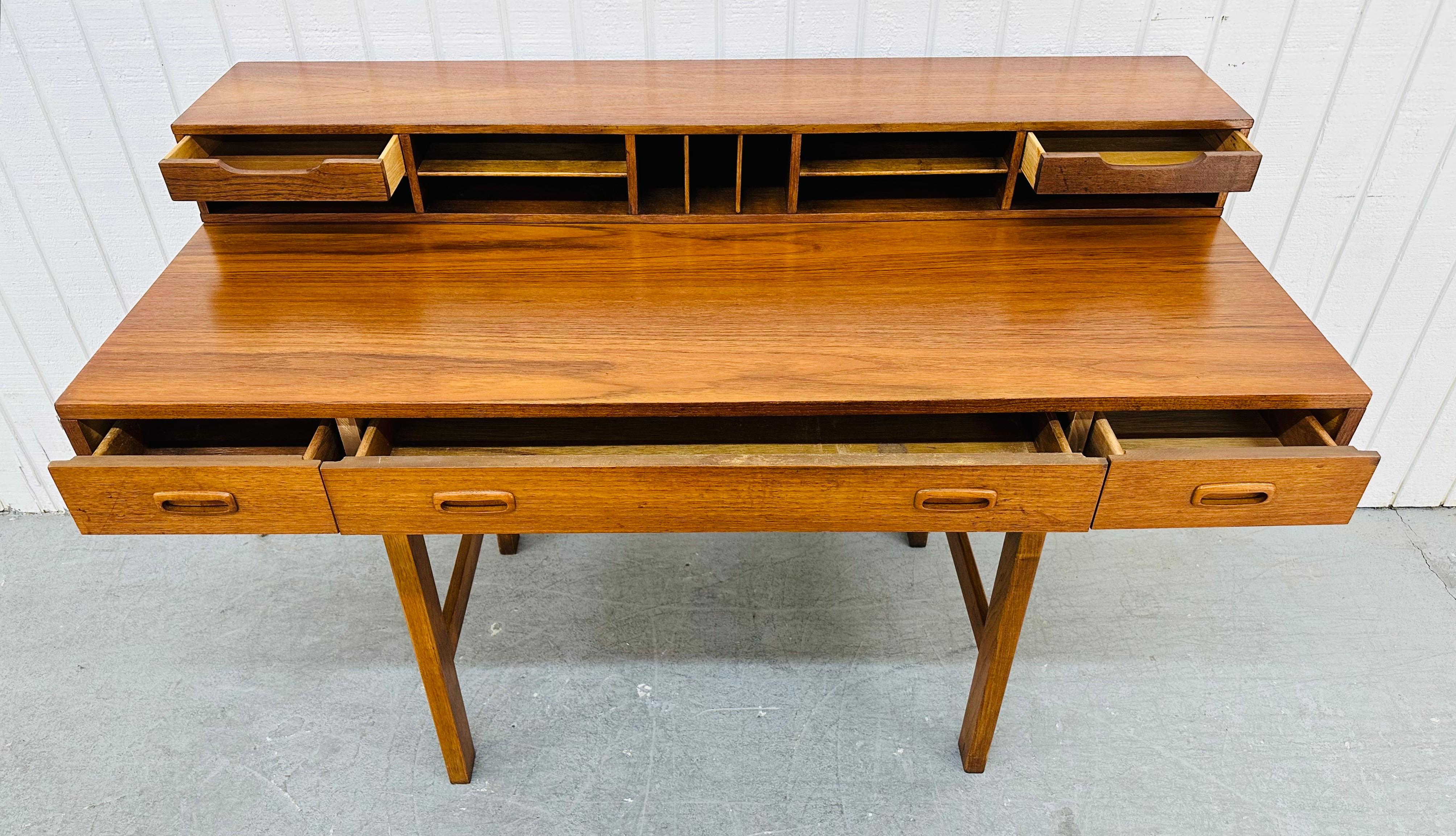 Mid-Century Danish Modern Lovig Style Teak Flip-Top Partners Desk 1