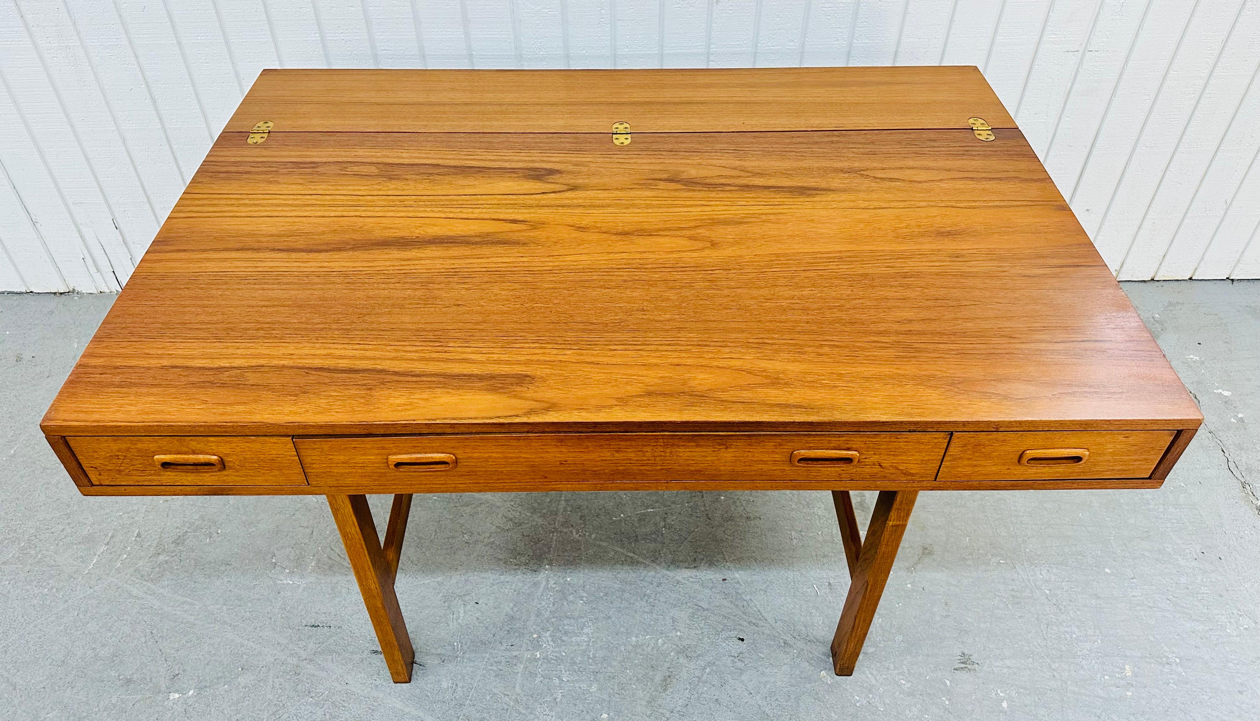 Mid-Century Danish Modern Lovig Style Teak Flip-Top Partners Desk 2