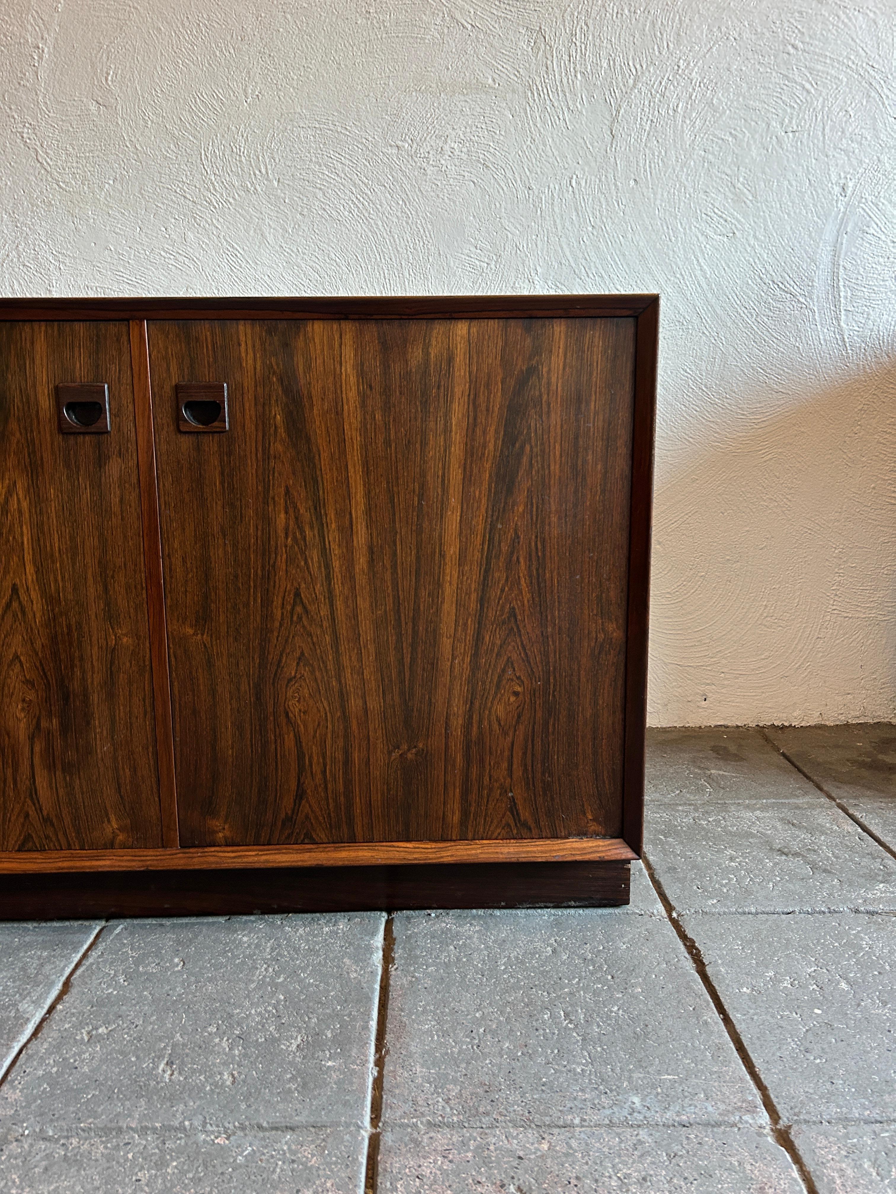 Mid-Century Danish Modern low short Rosewood cabinet credenza 2 door 2