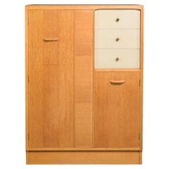 Mid century Danish modern low teak wardrobe dresser armoire