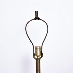 Danish Modern Striking Slim Profile Cork and Walnut Wood Tall Floor Lamp